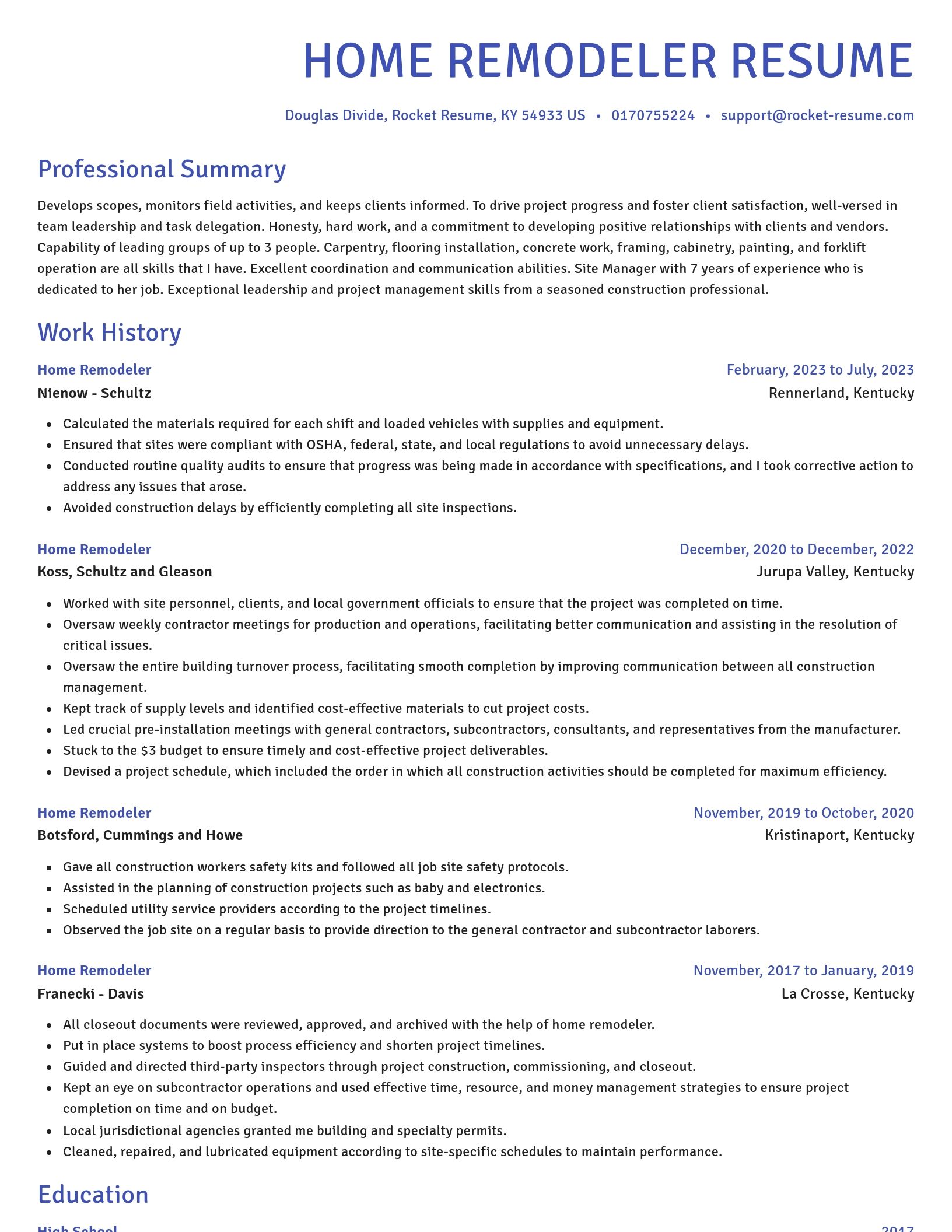 Novel resume template