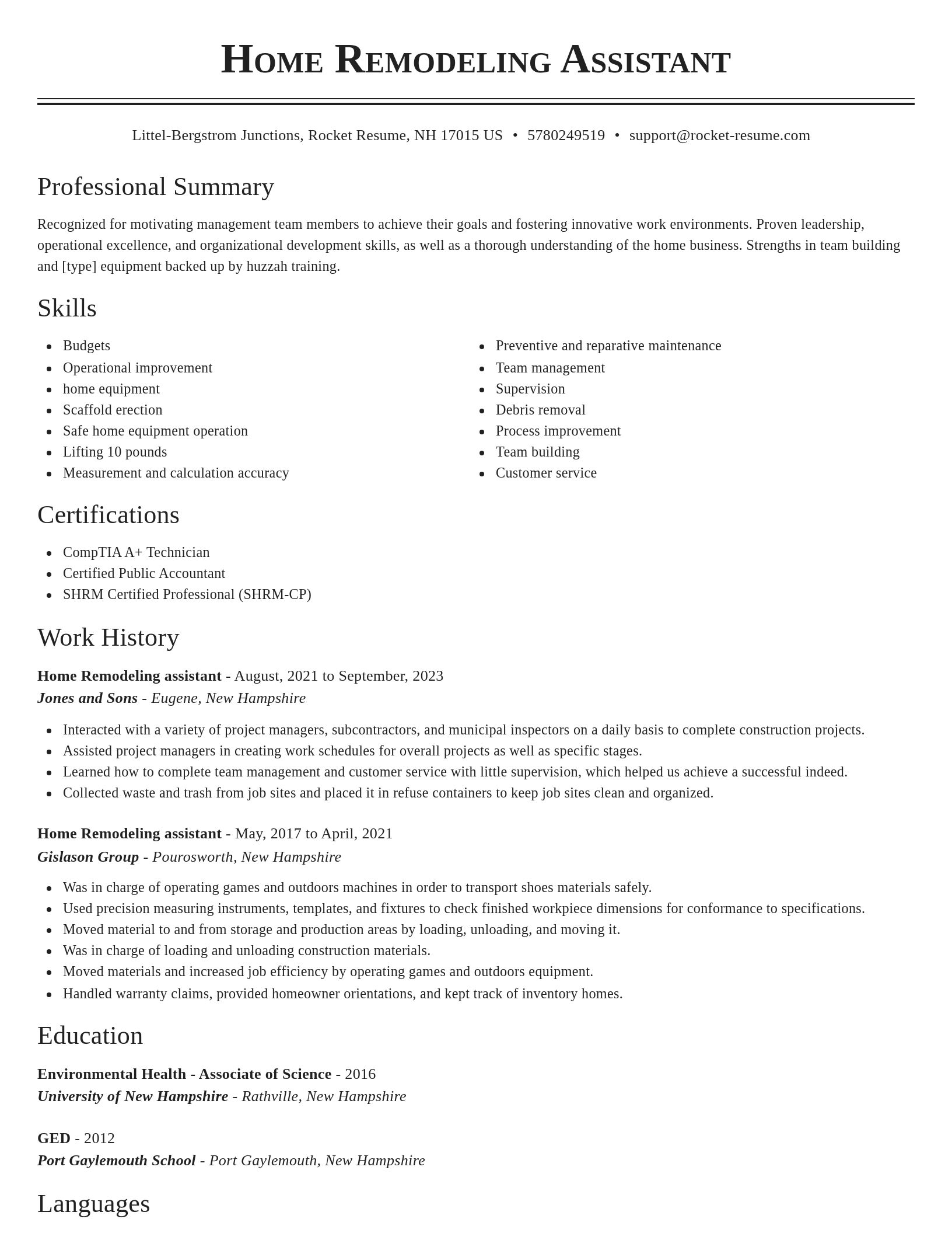 Classic resume template