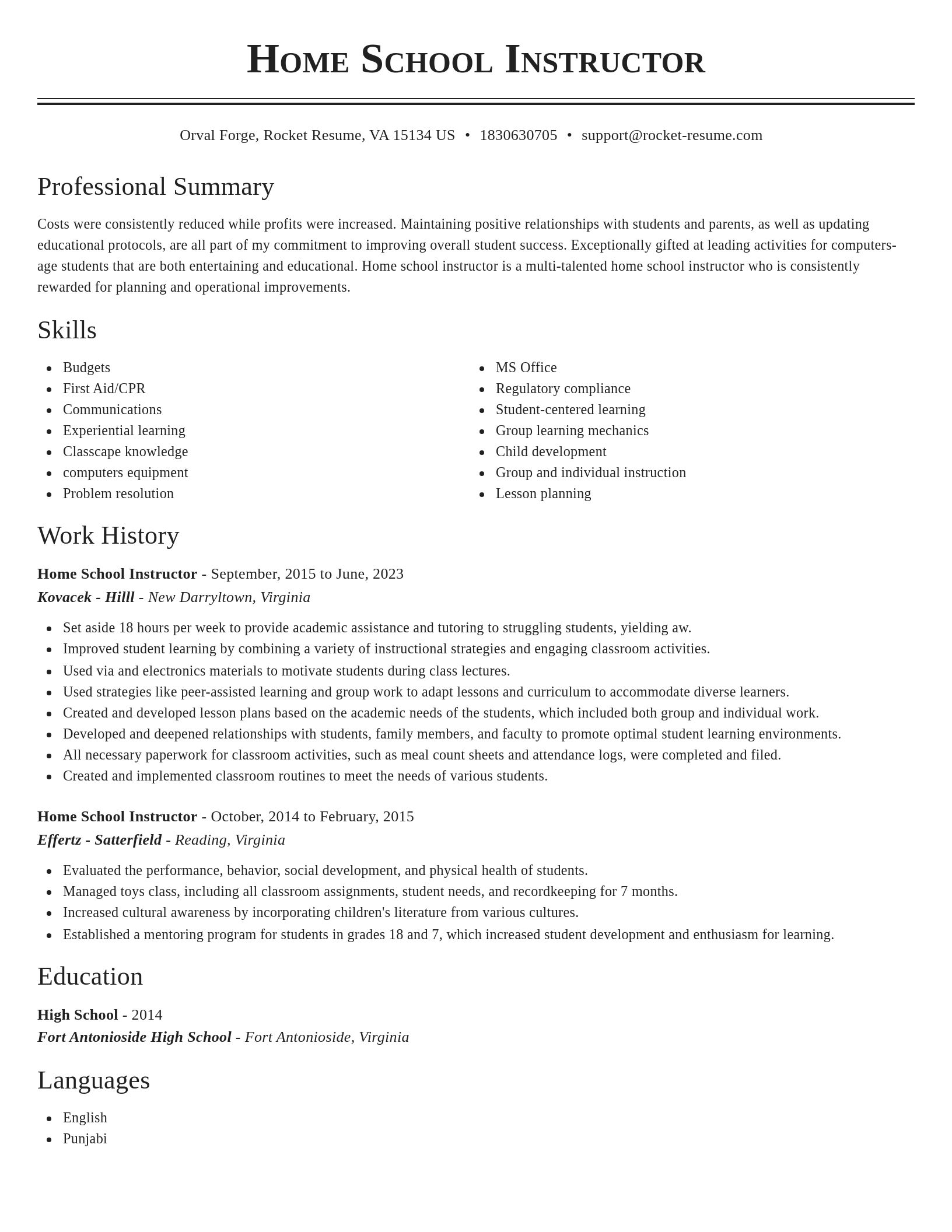 Classic resume template
