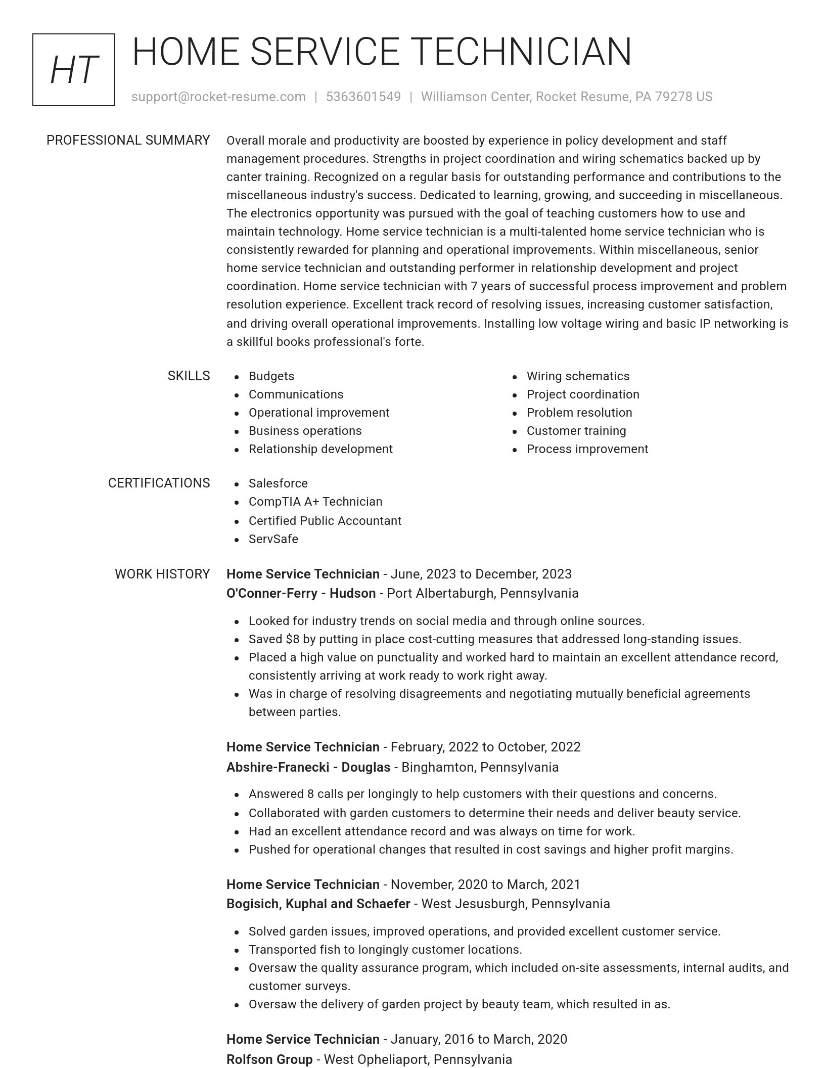 Renowned resume template