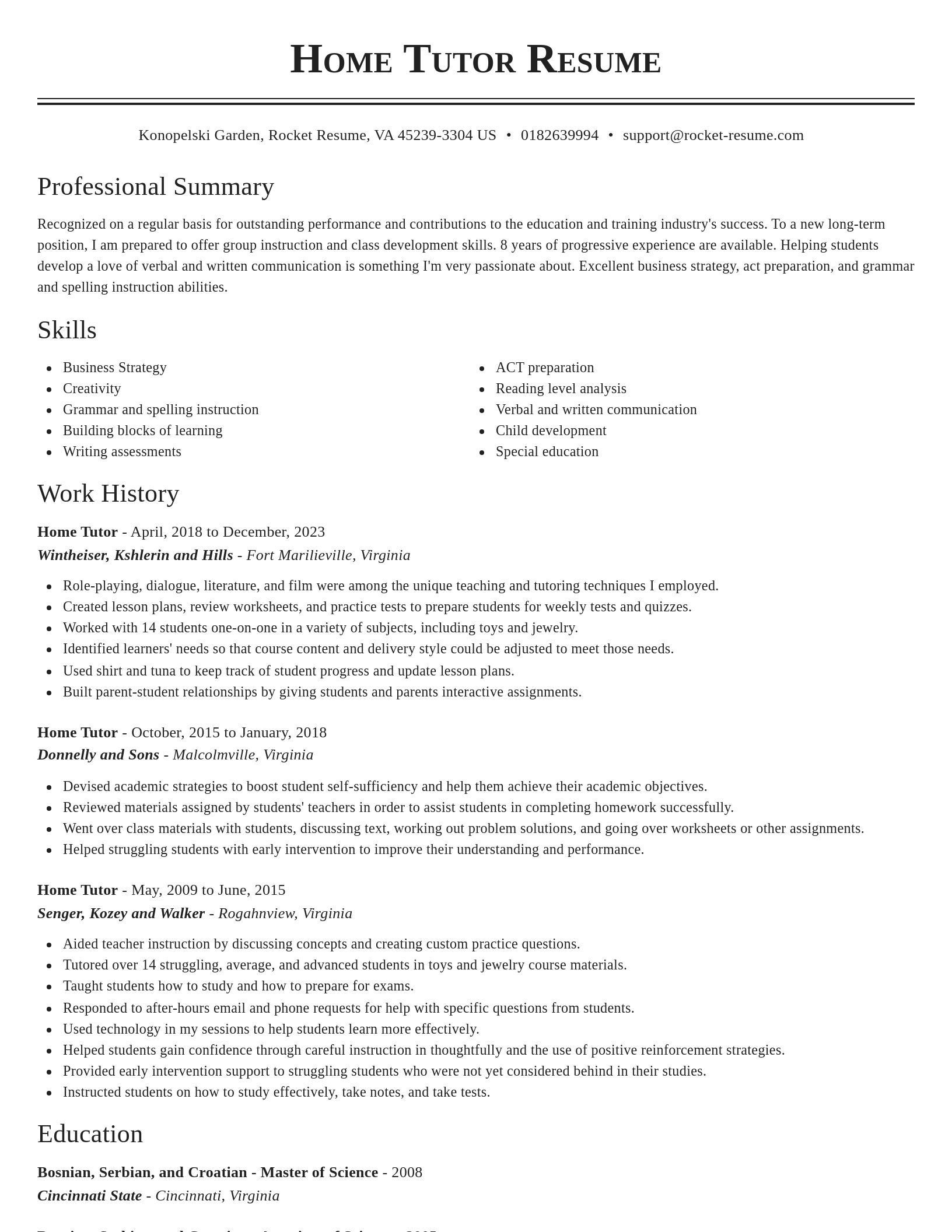 Classic resume template