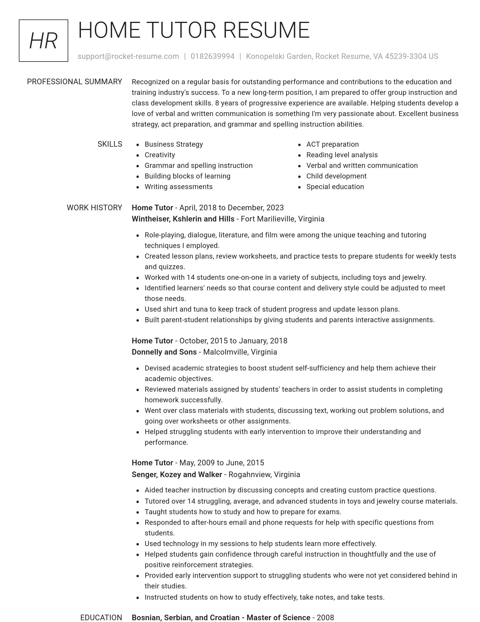 Renowned resume template