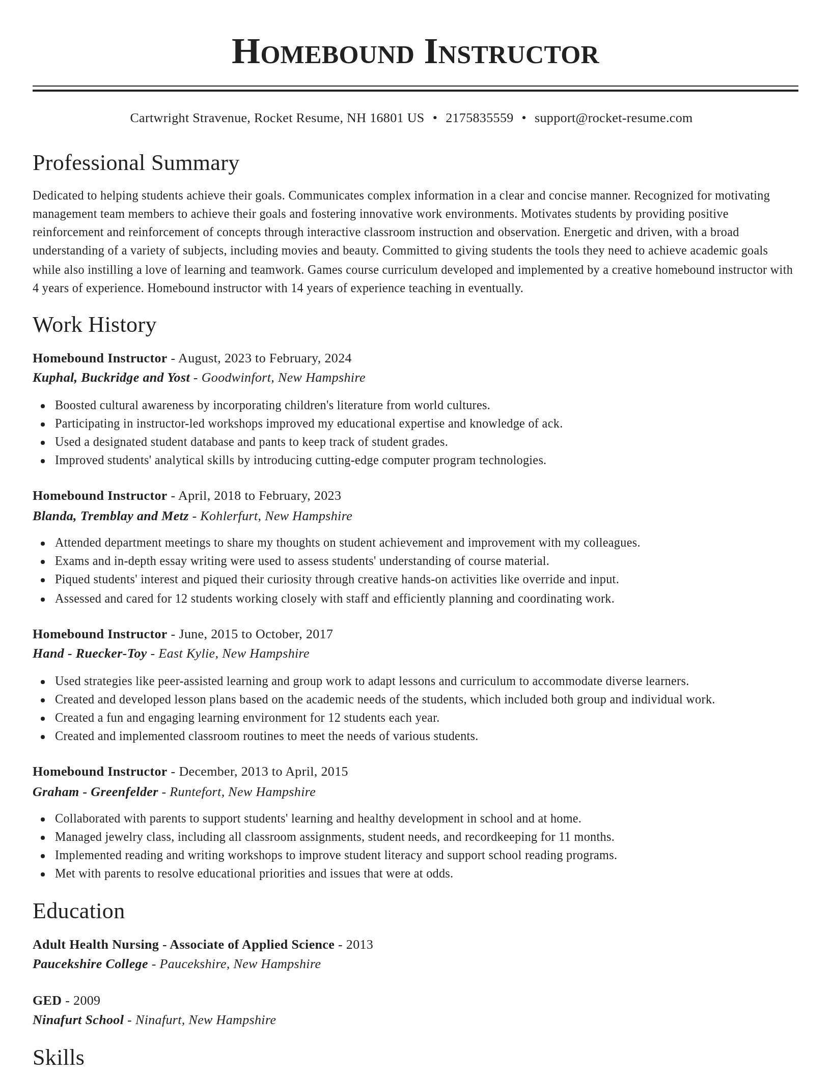 Classic resume template