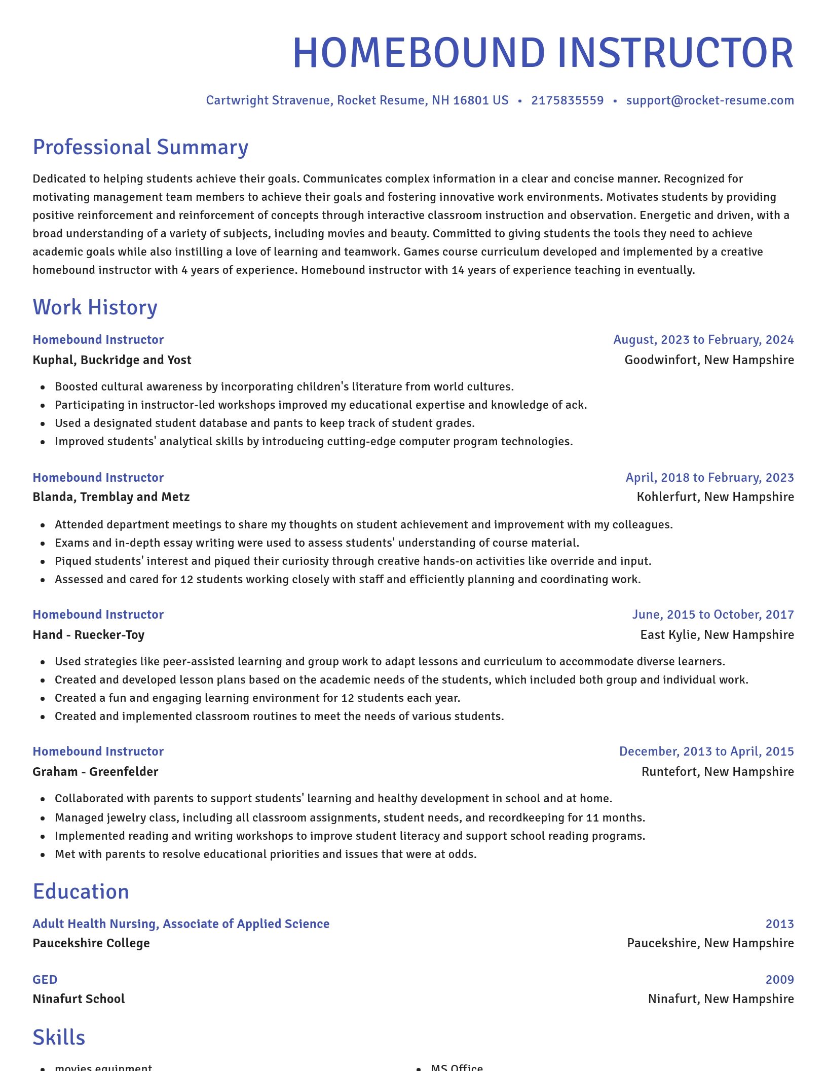 Novel resume template