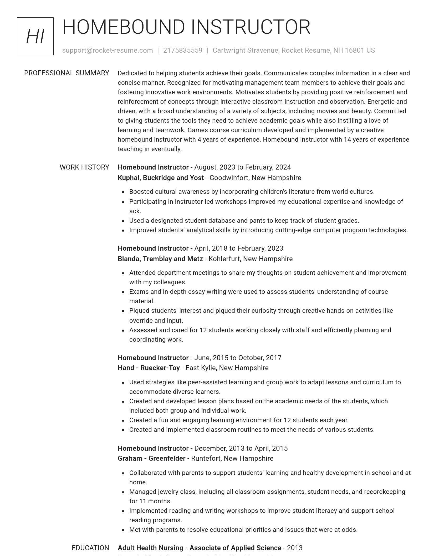 Renowned resume template