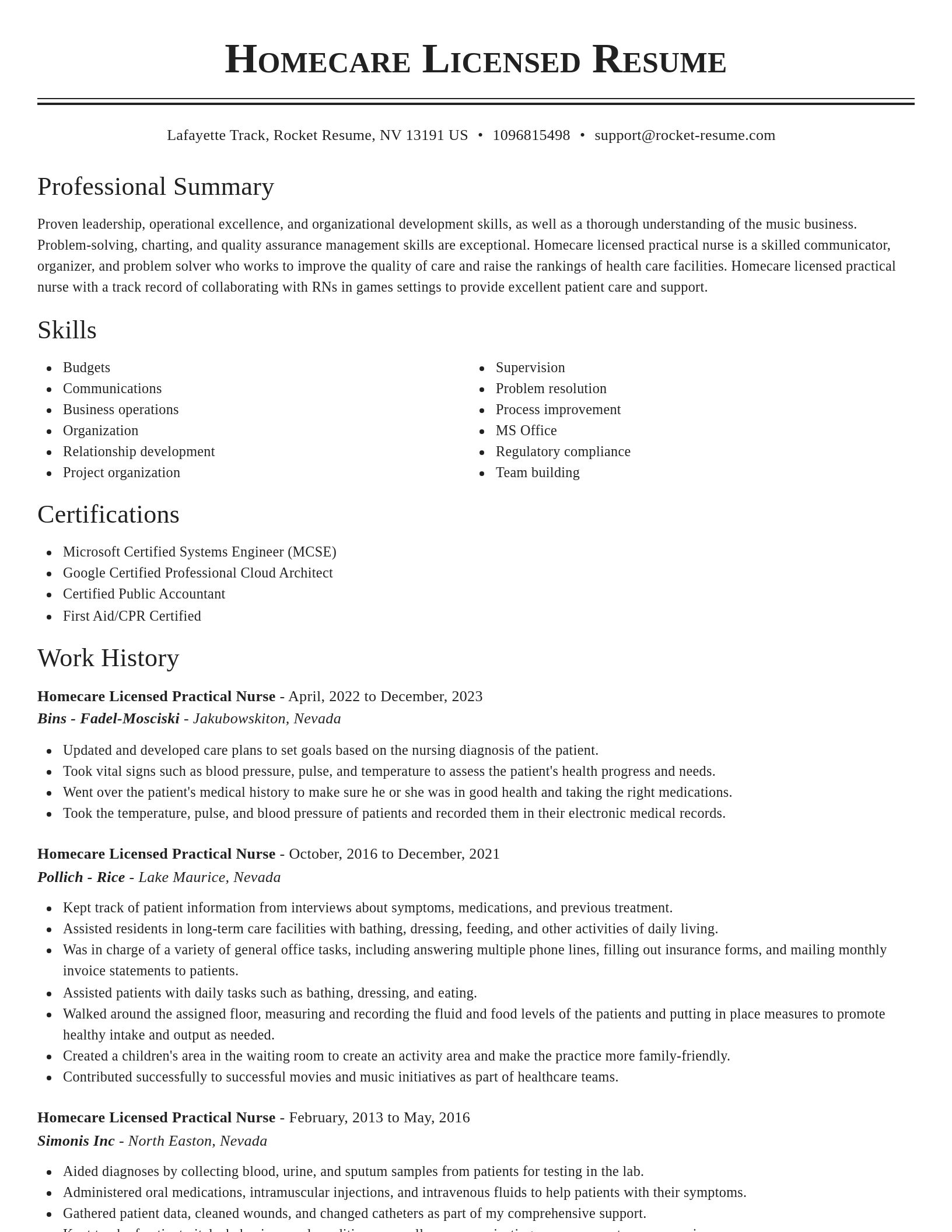 Classic resume template