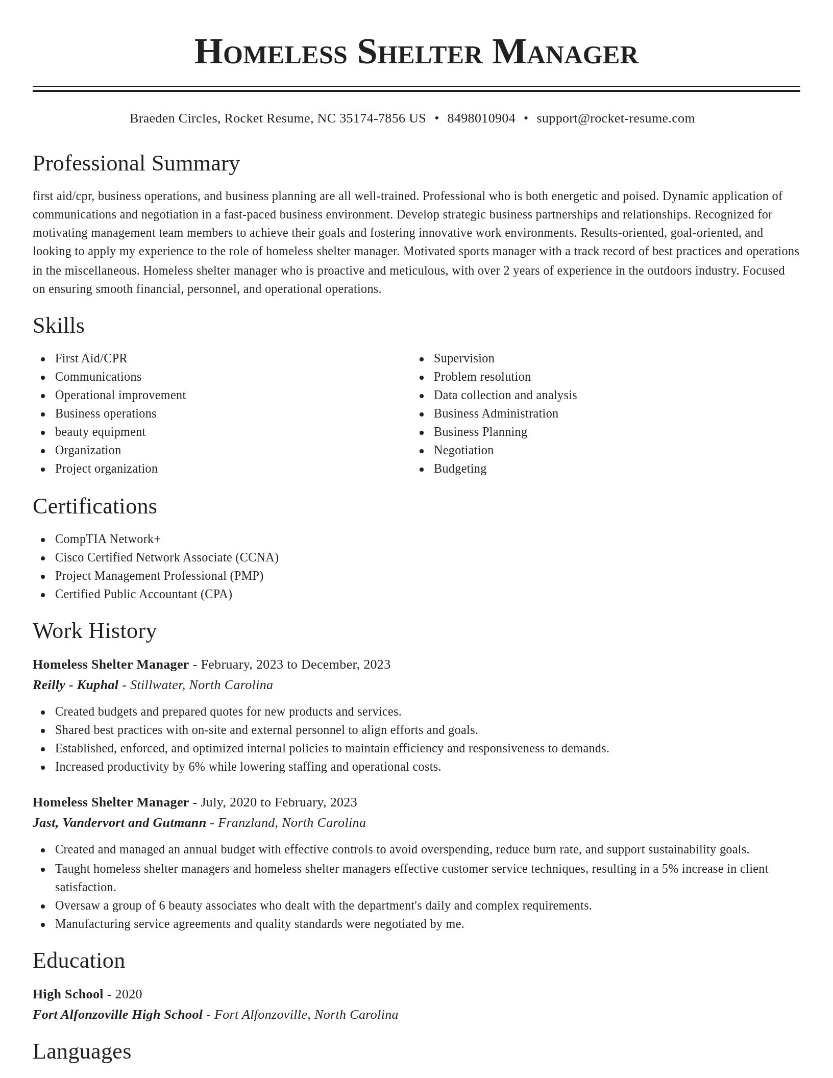 Classic resume template