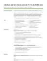 Homeless Shelter Volunteer resume template