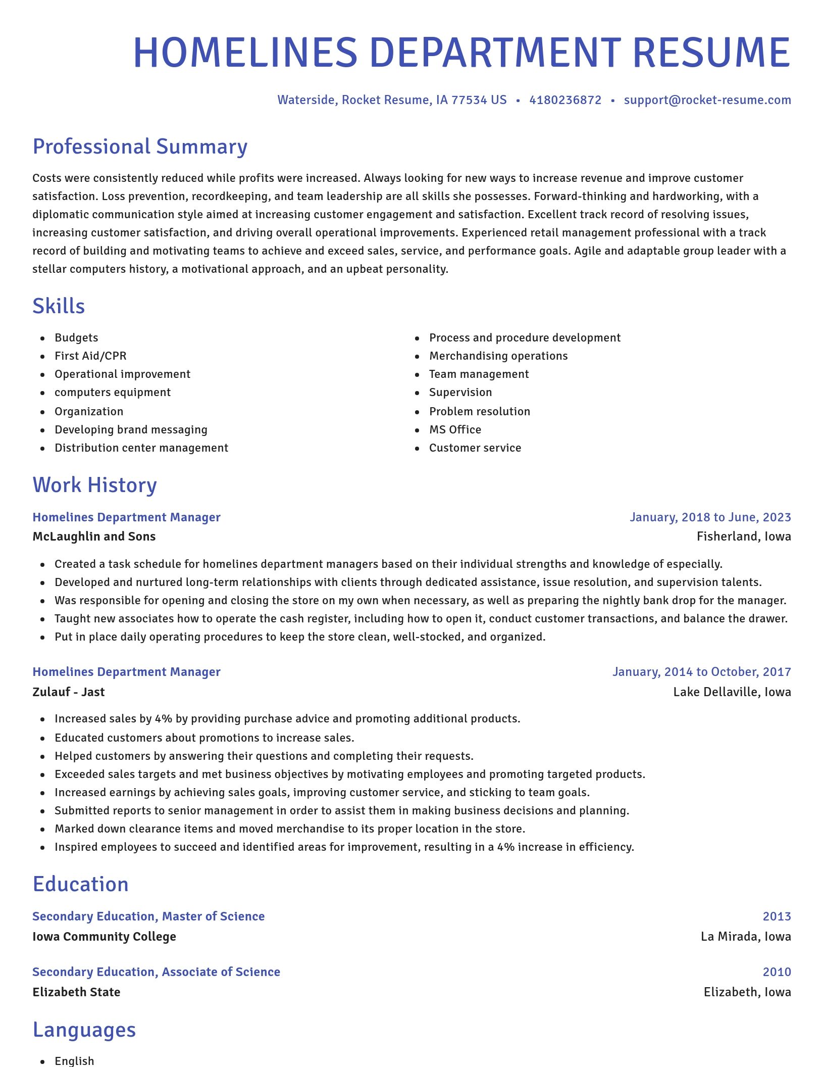 Novel resume template