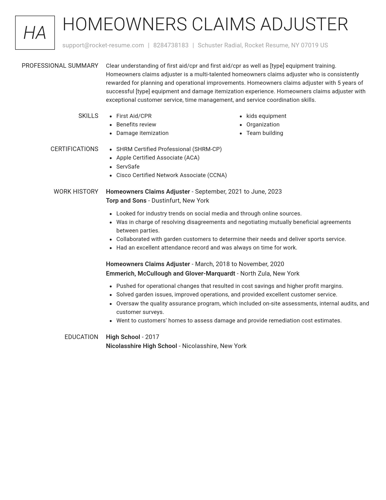 Renowned resume template