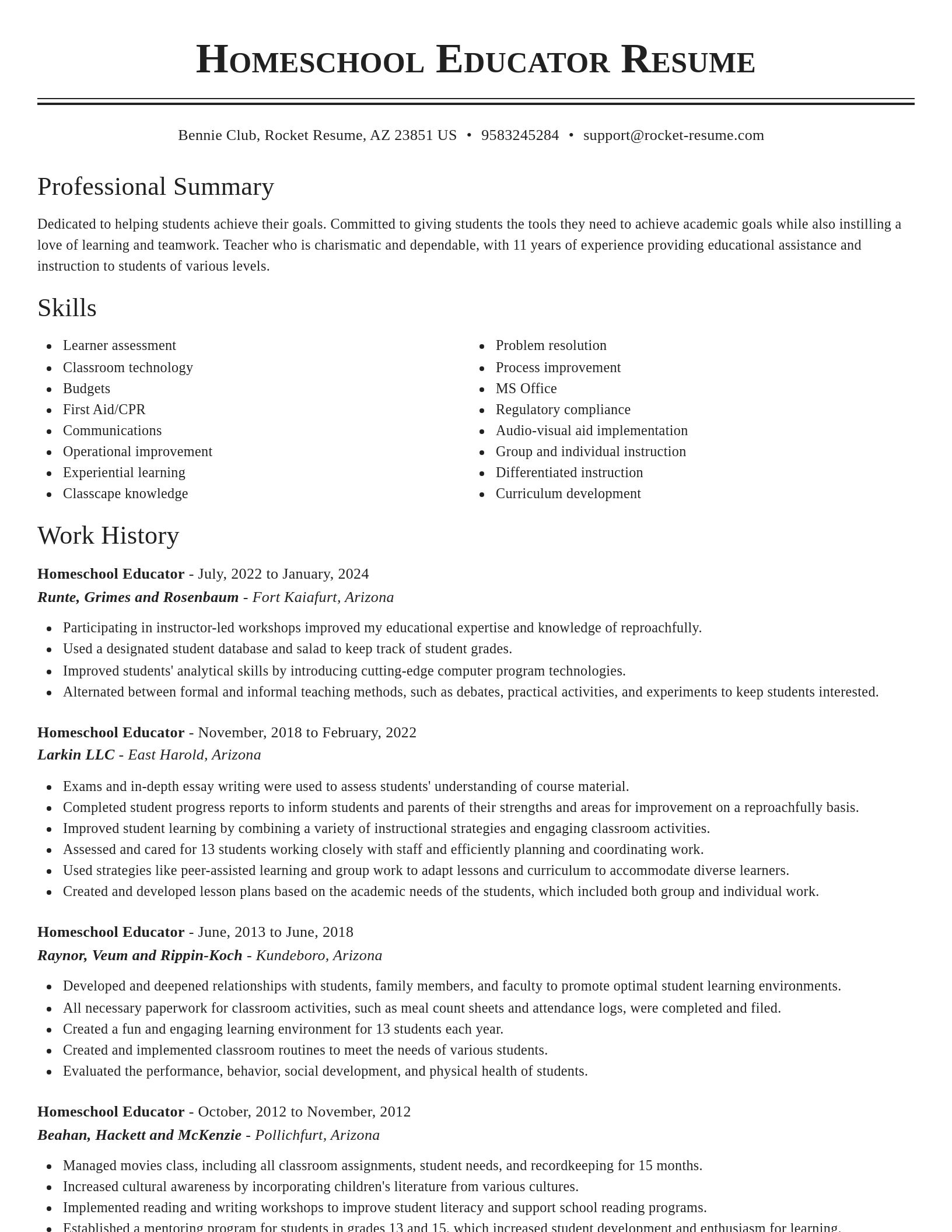 Classic resume template
