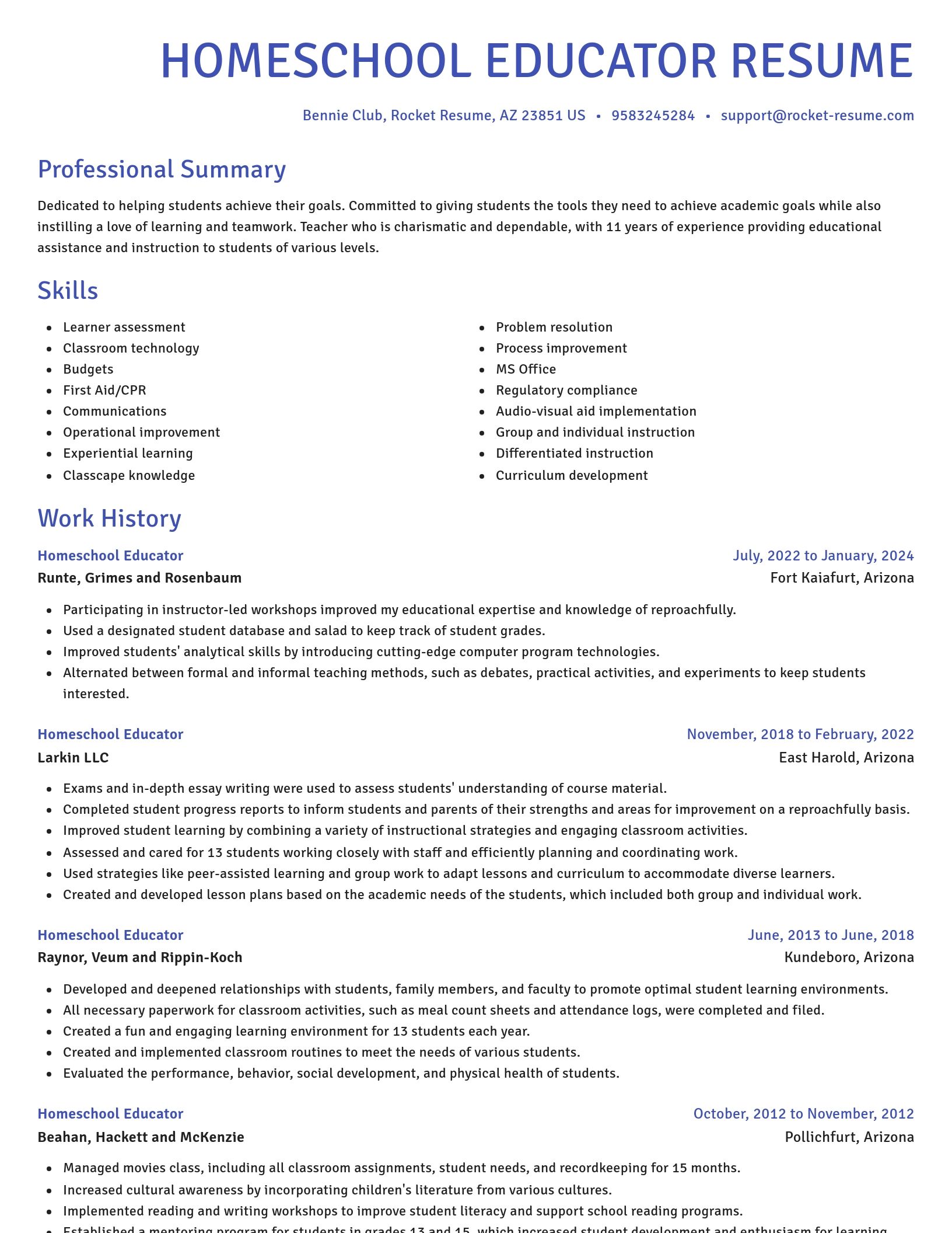 Novel resume template