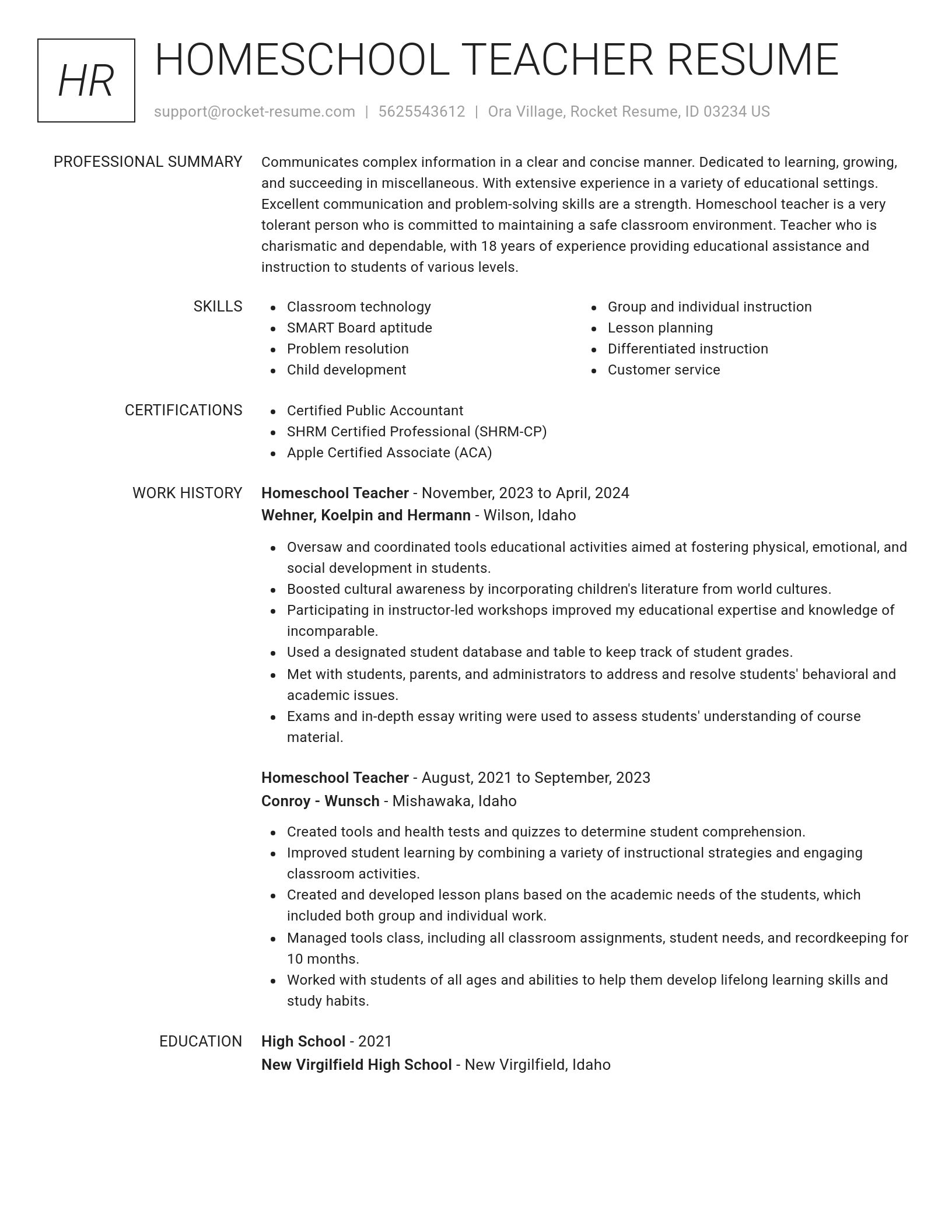 Renowned resume template