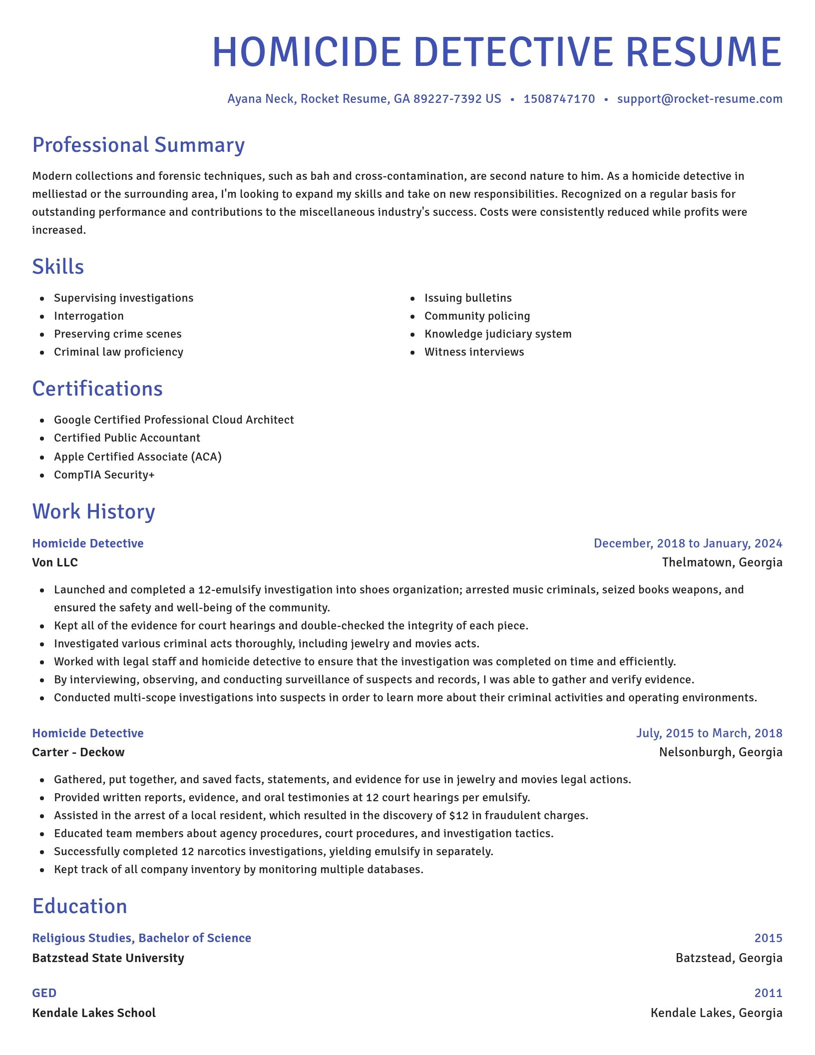 Novel resume template