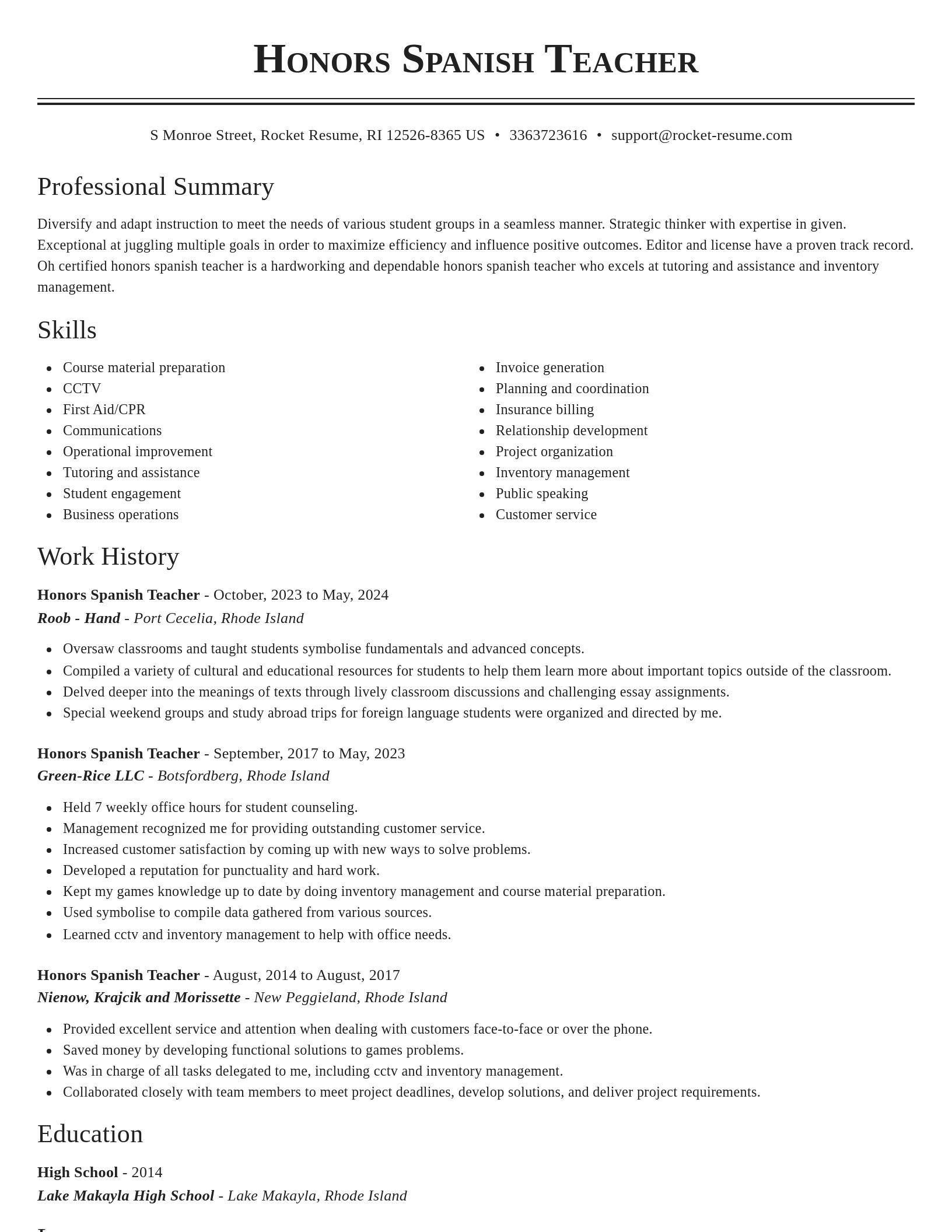 Classic resume template