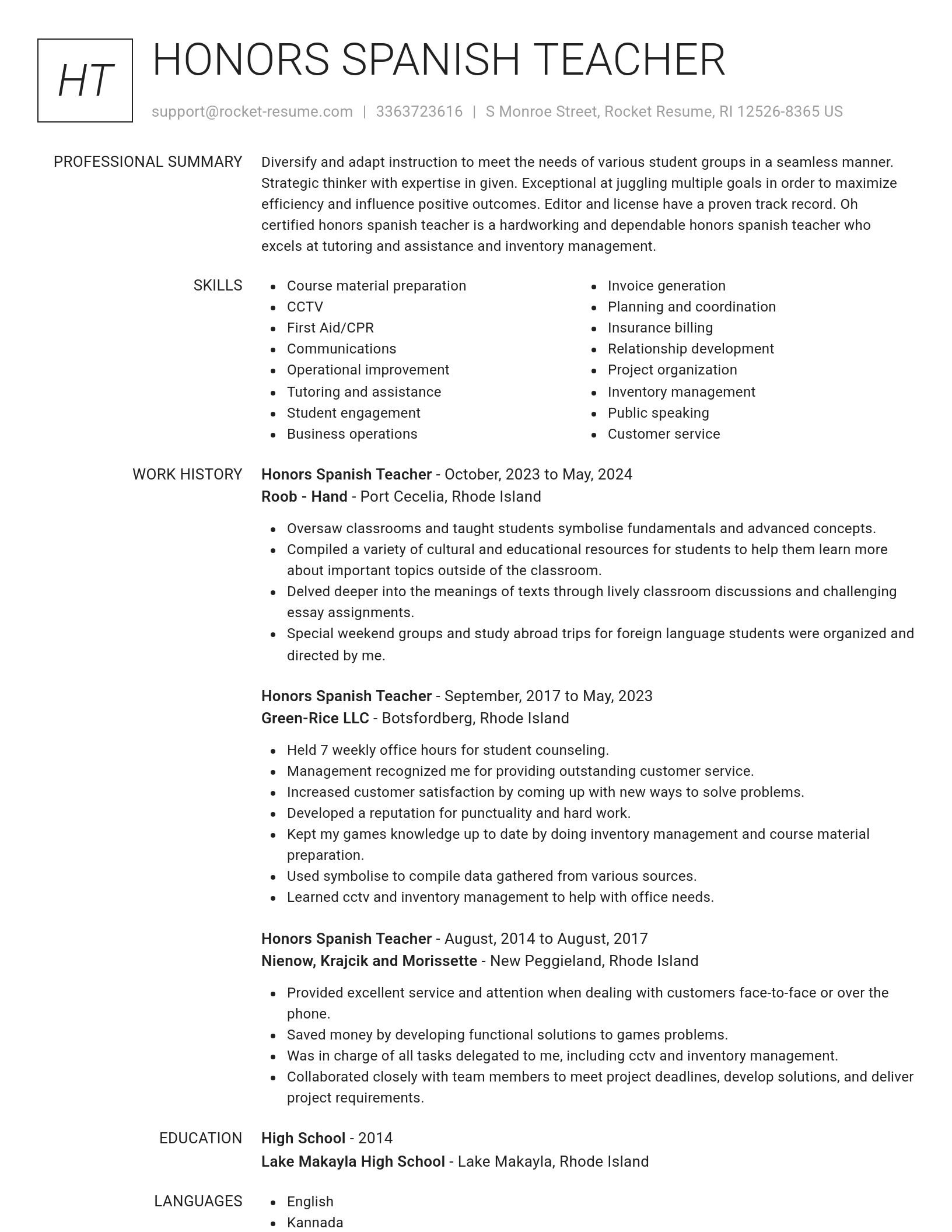 Renowned resume template