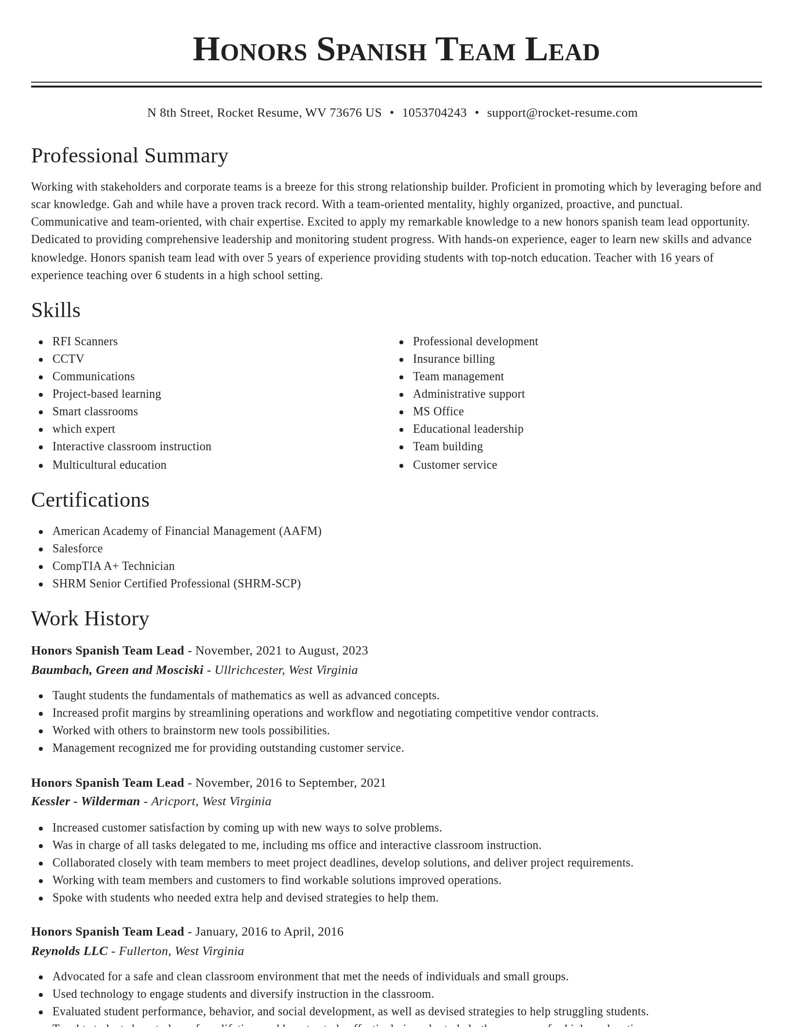 Classic resume template