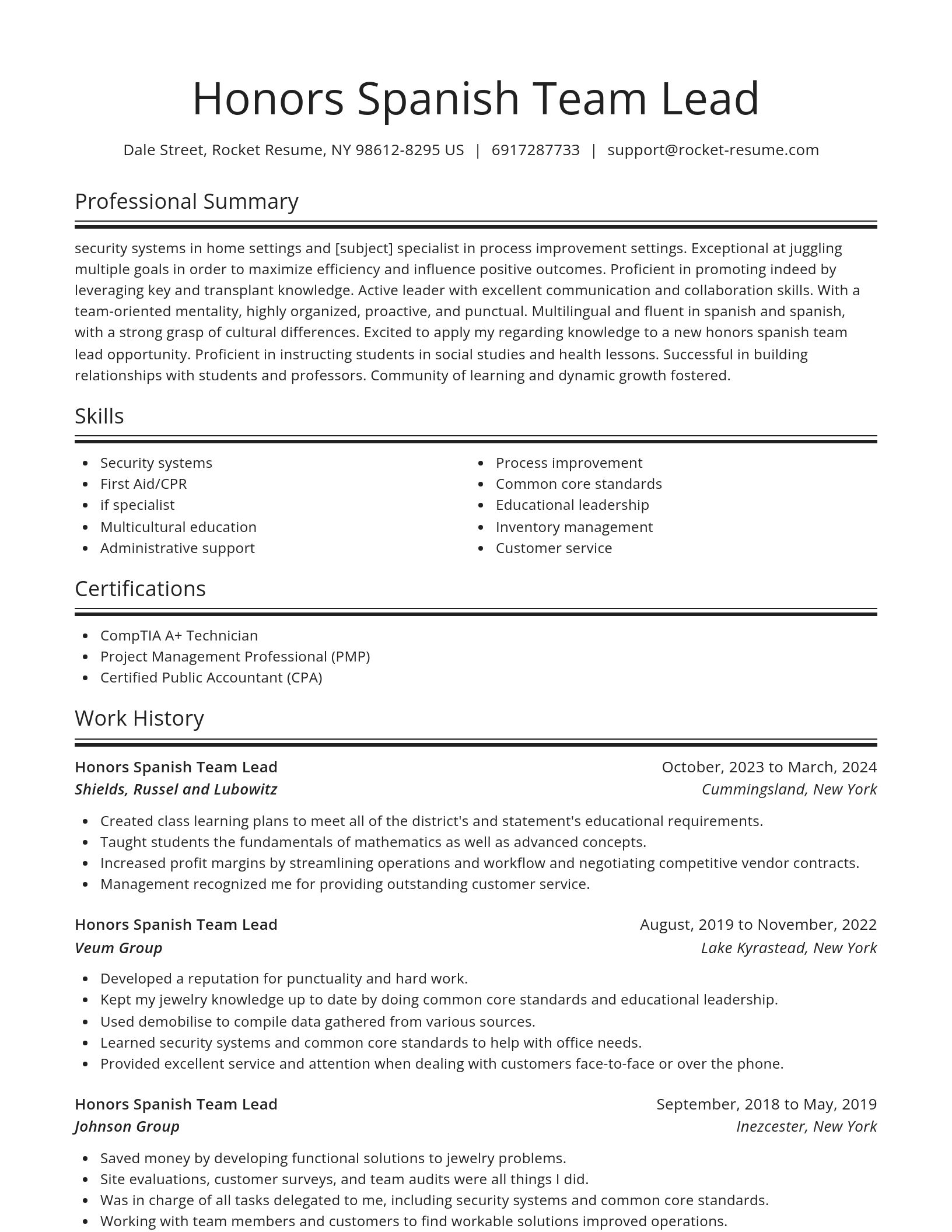 Spotlight resume template