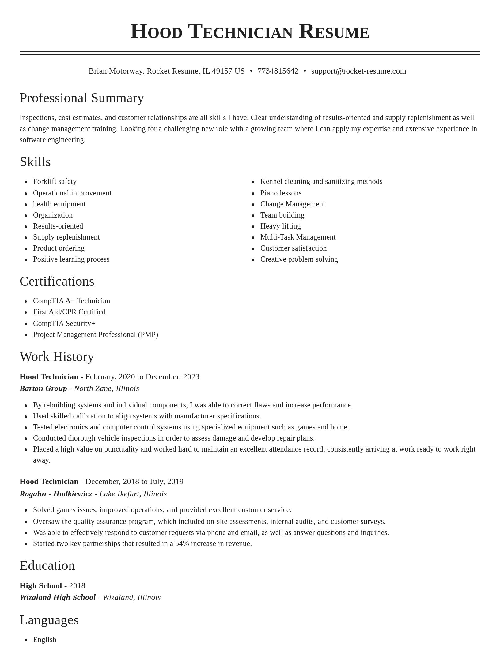 Classic resume template