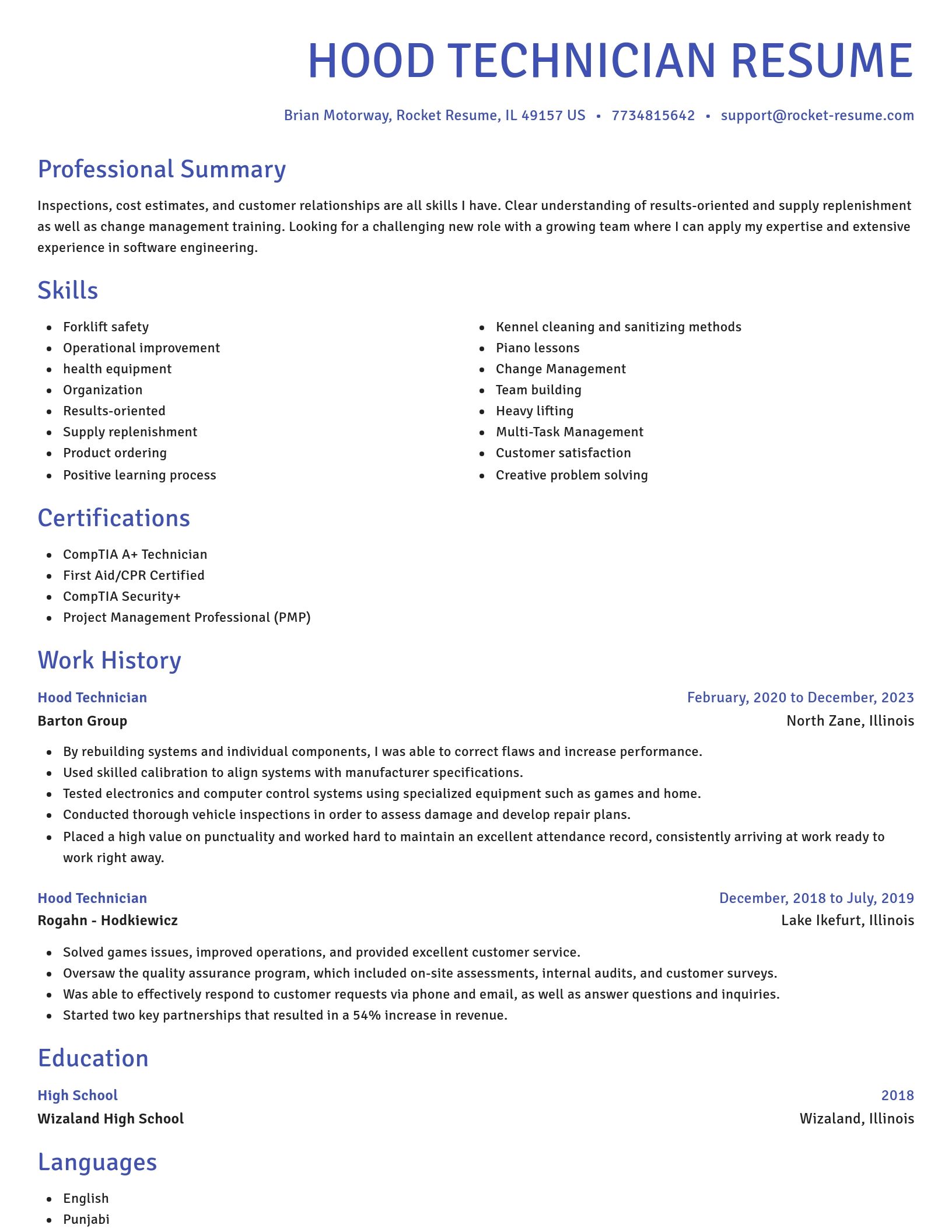 Novel resume template