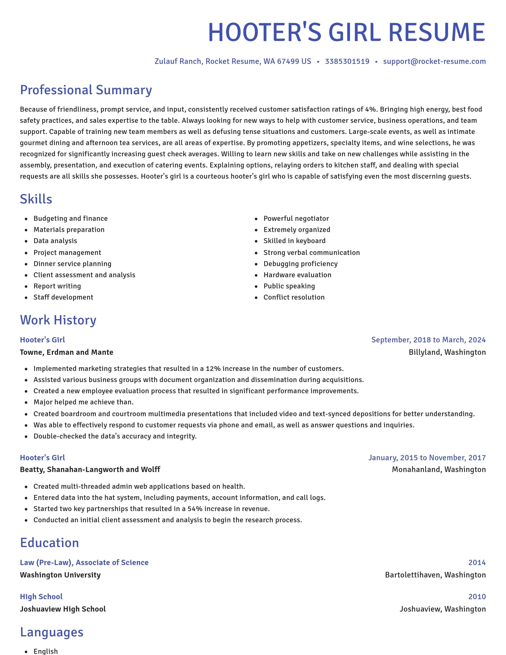 Novel resume template