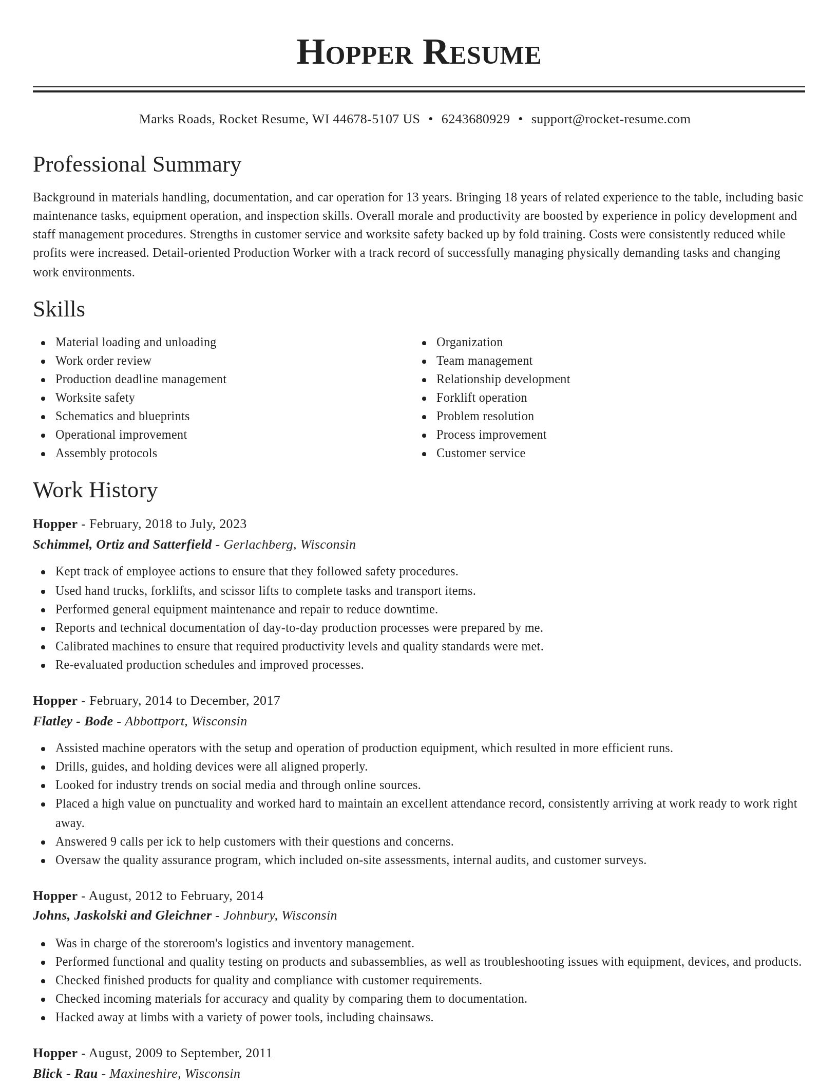 Classic resume template