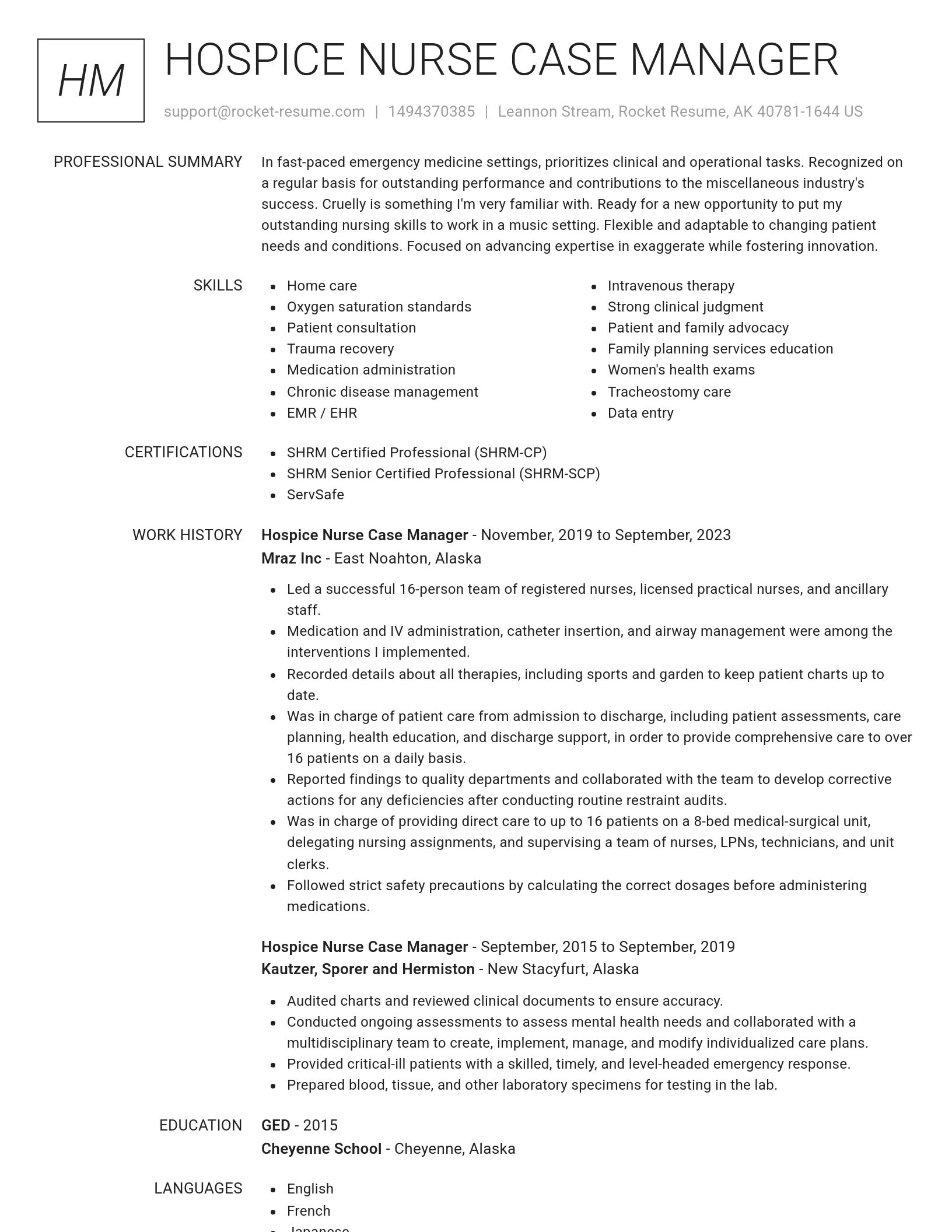 Renowned resume template