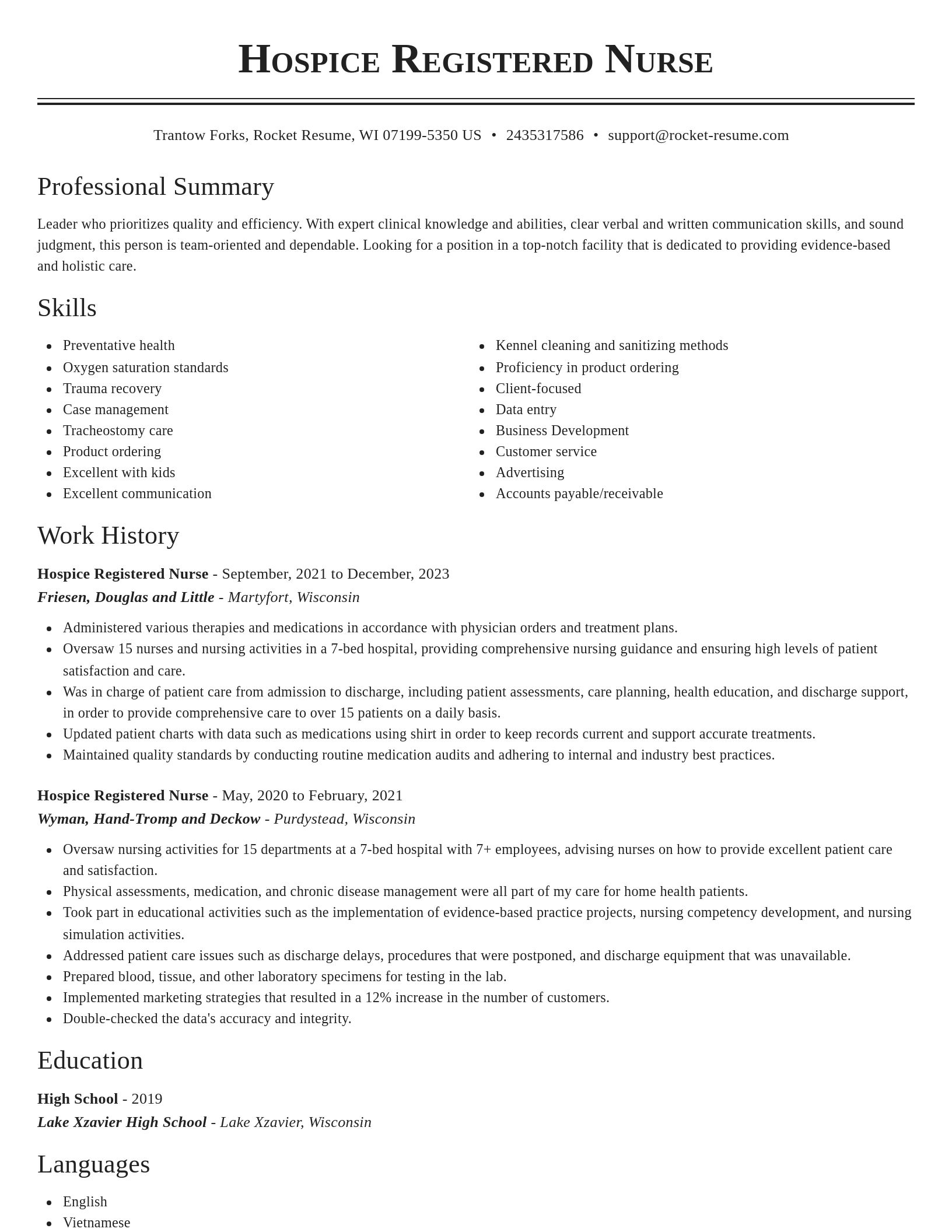 Classic resume template
