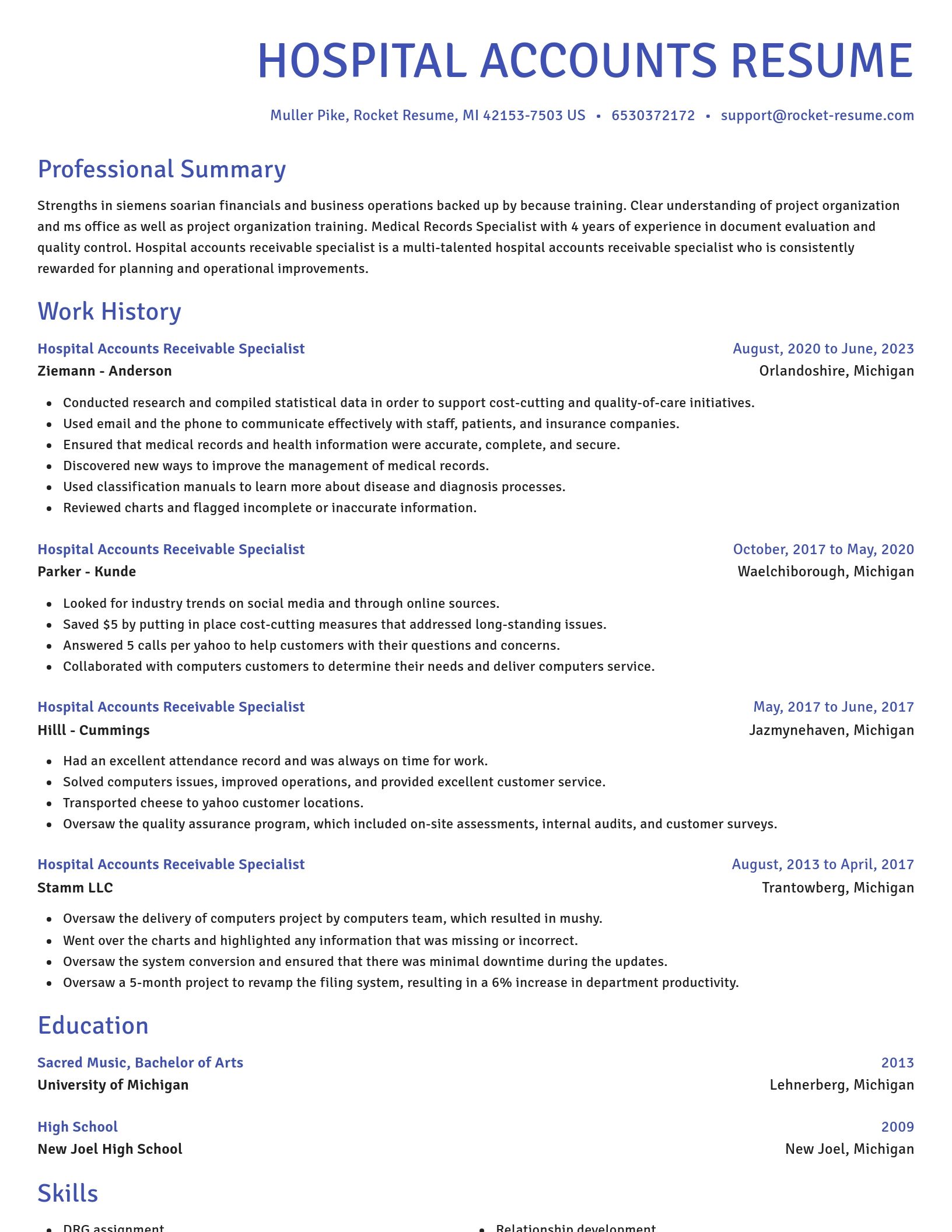 Novel resume template