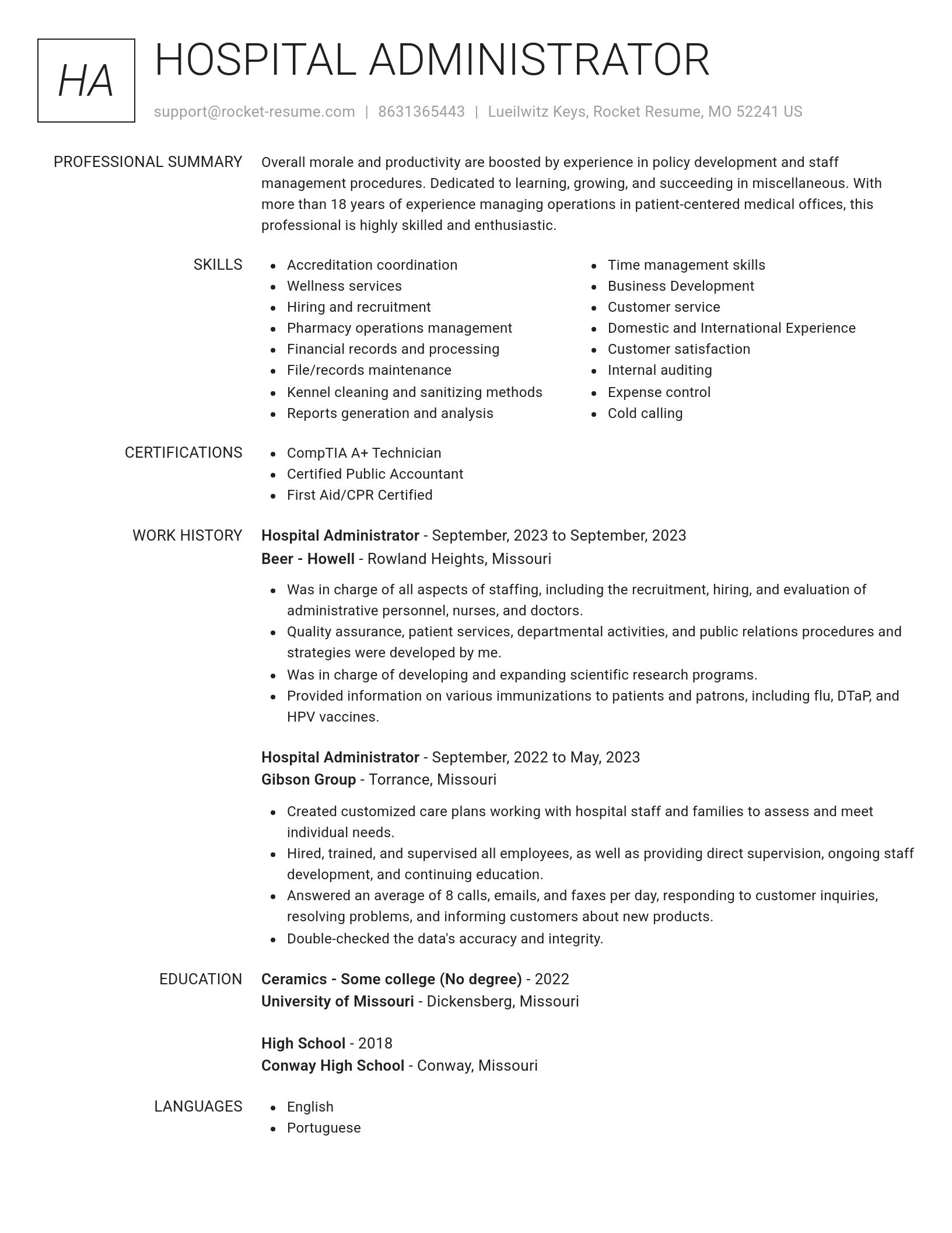Renowned resume template