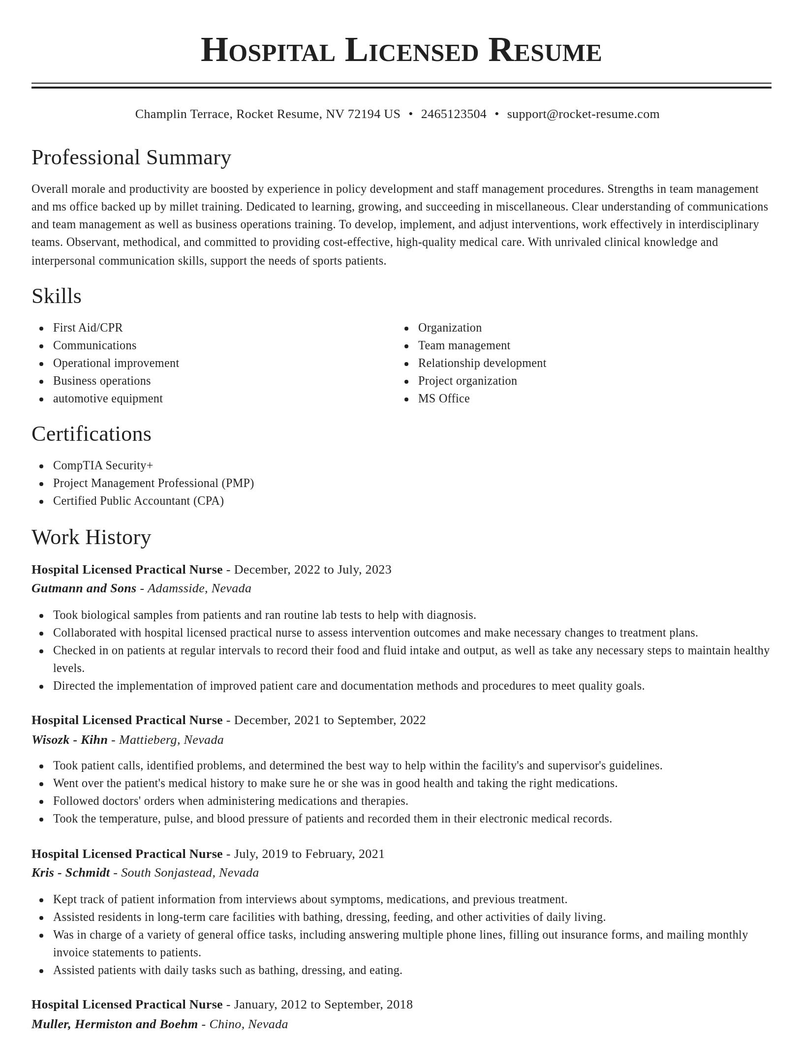 Classic resume template
