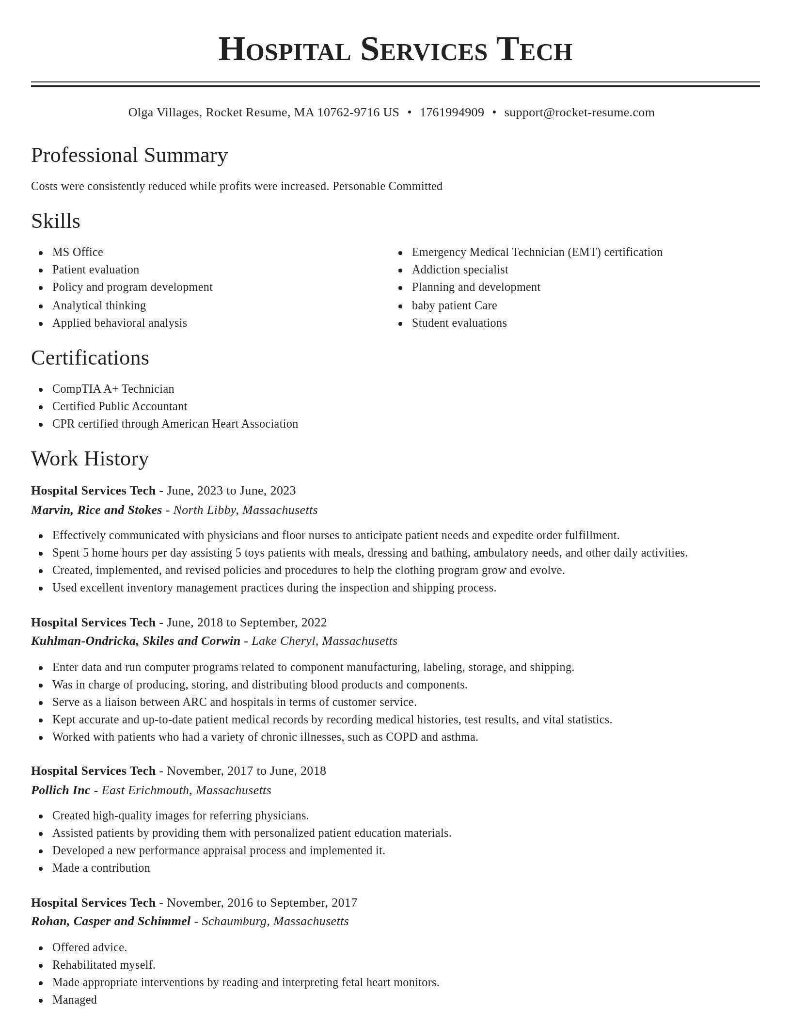 Classic resume template
