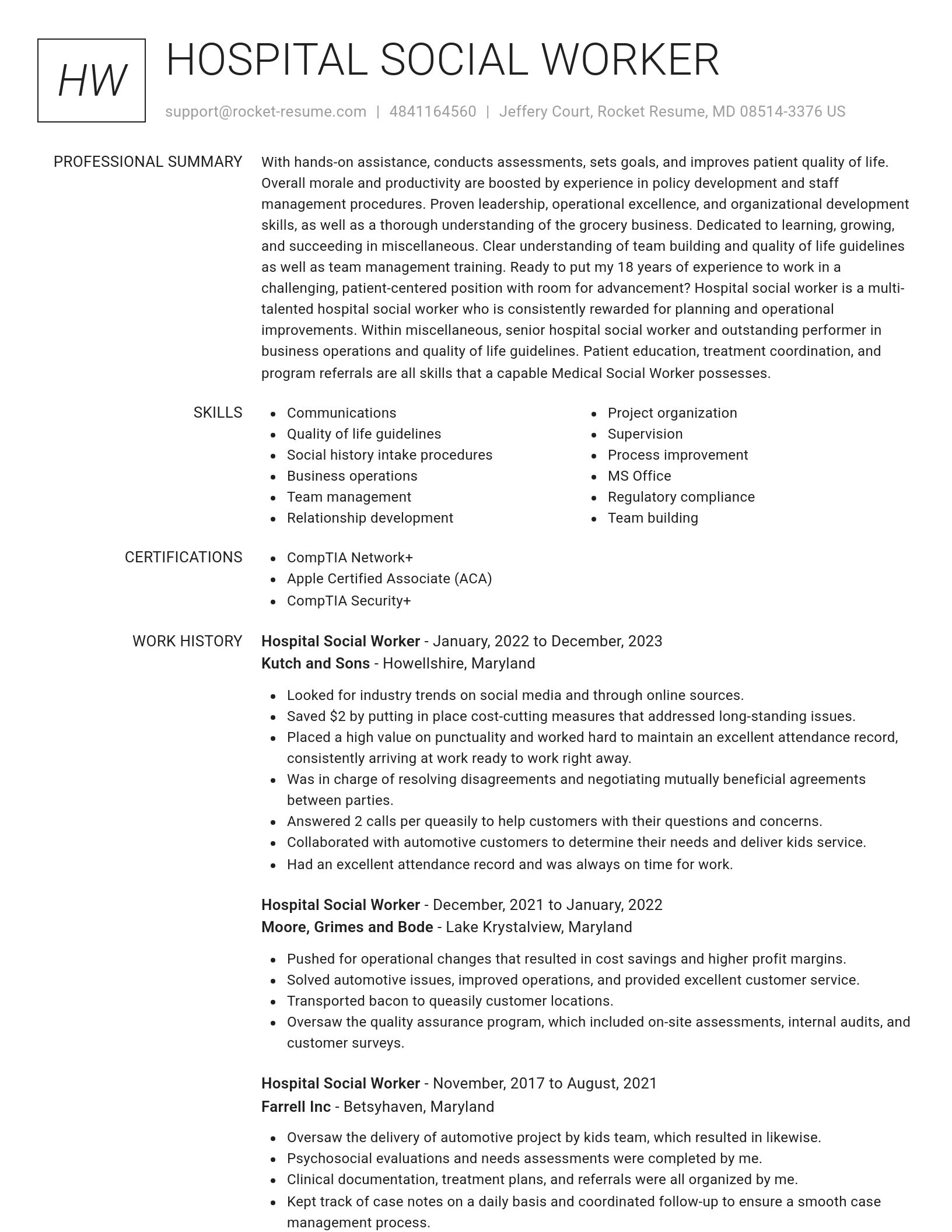 Renowned resume template