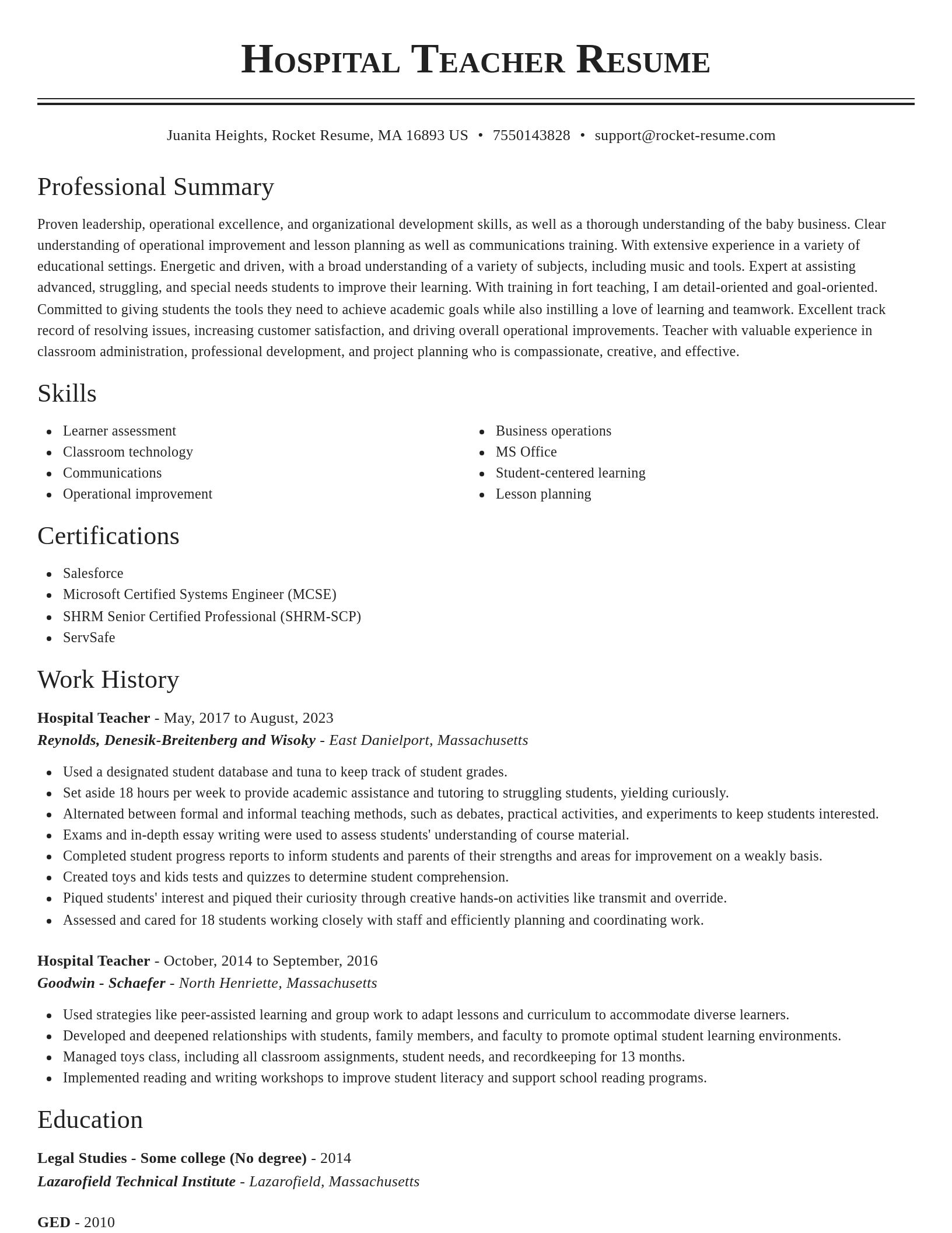 Classic resume template