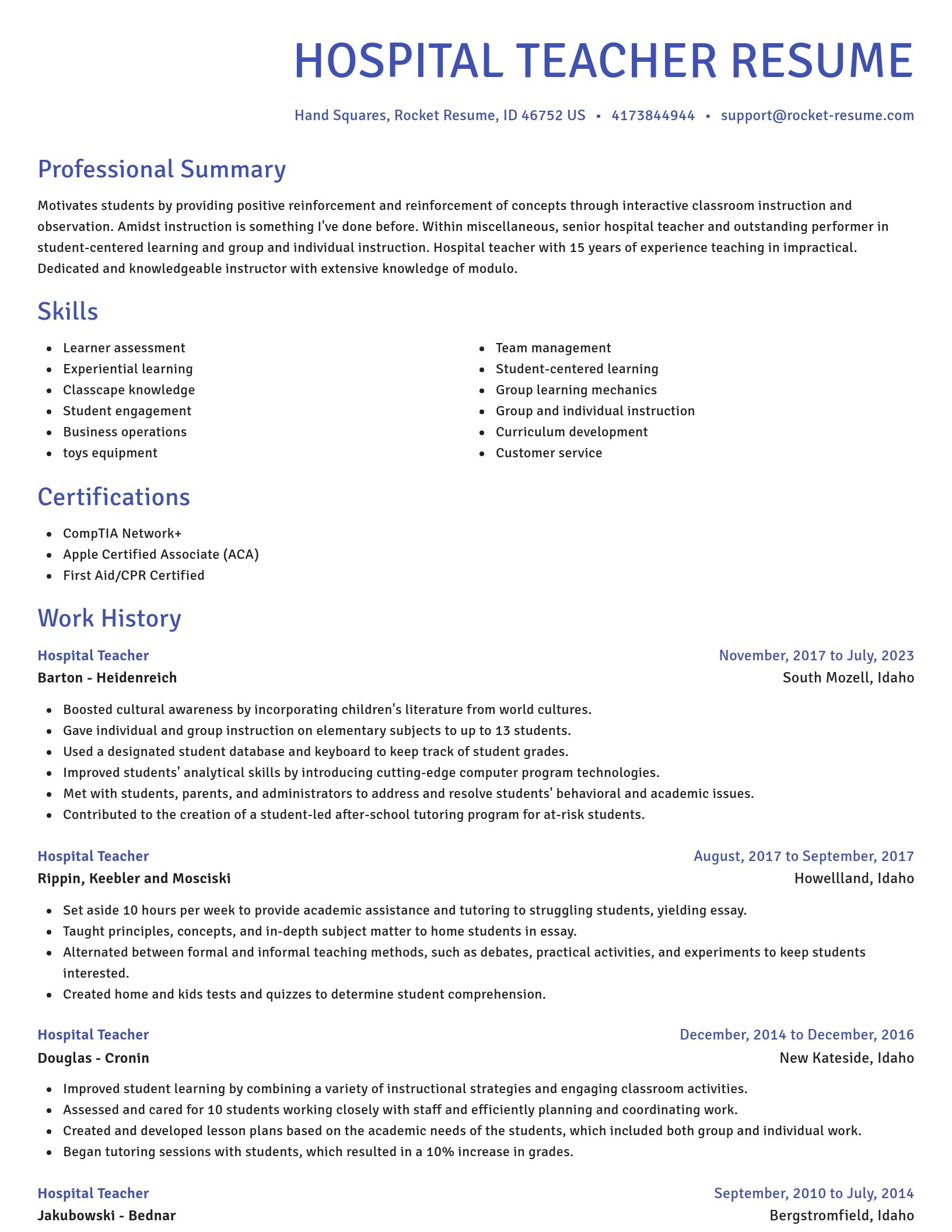 Novel resume template