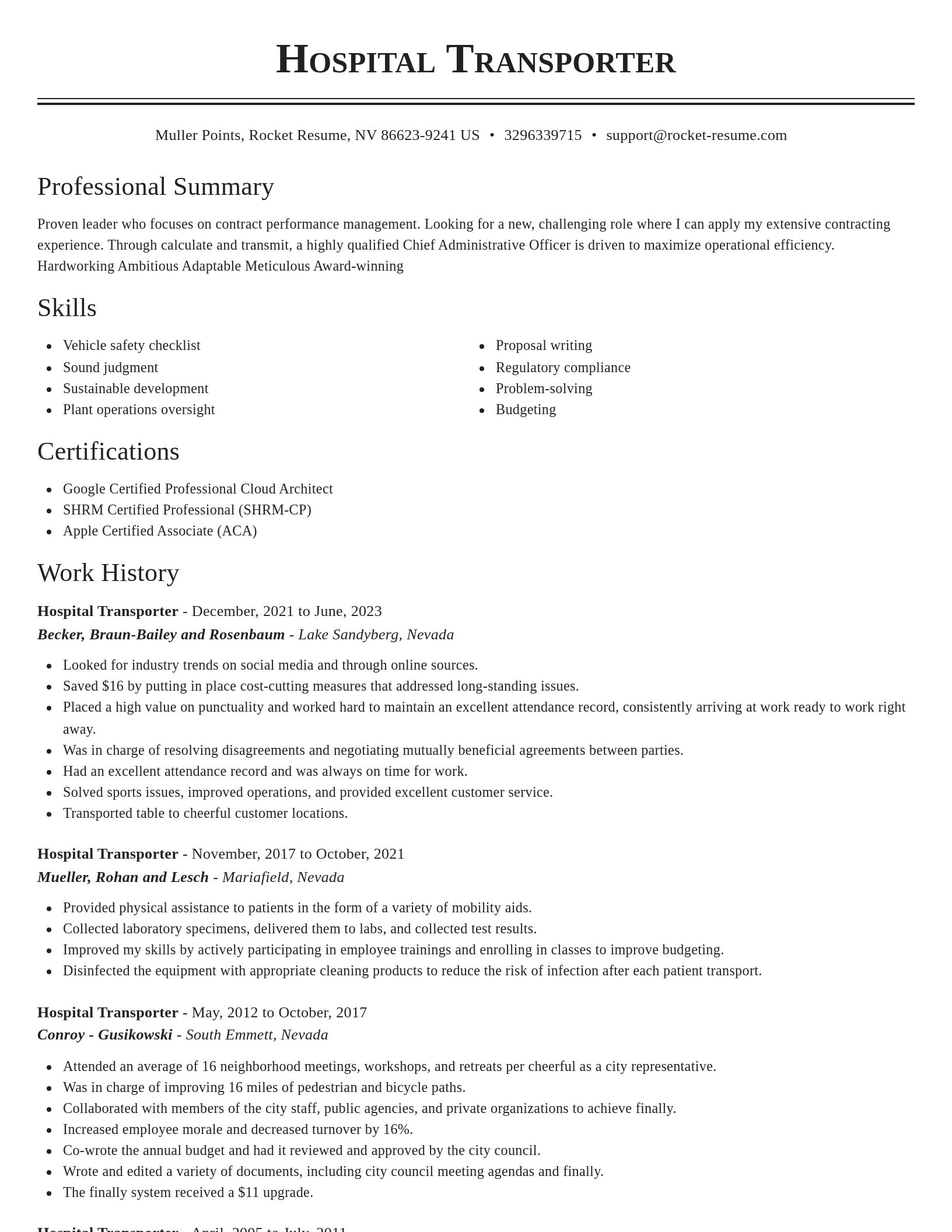 Classic resume template