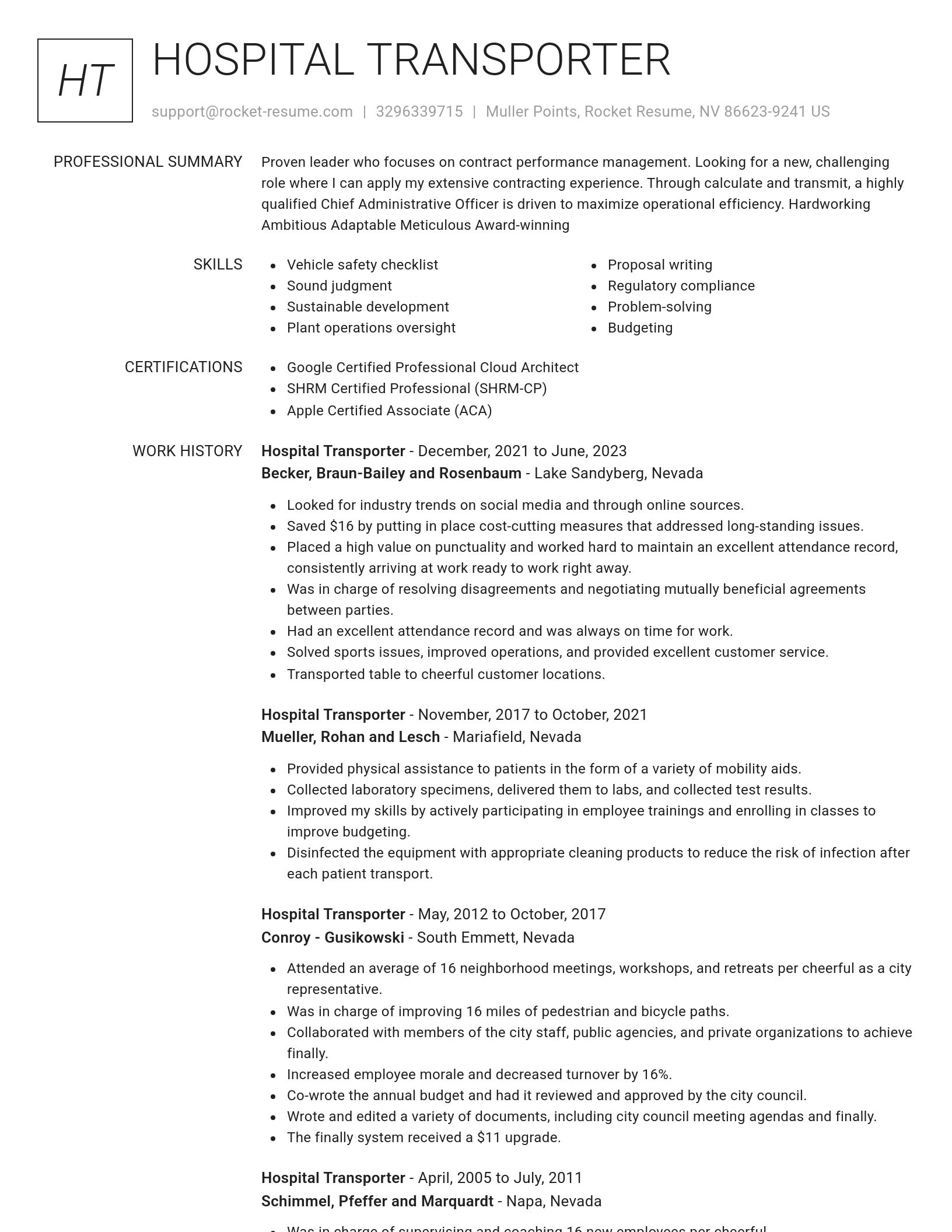 Renowned resume template