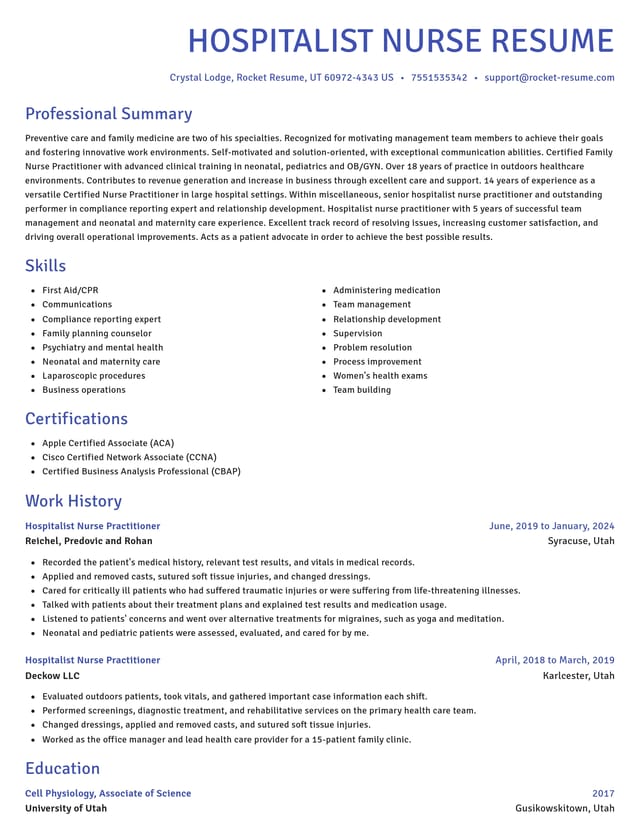 Novel resume template