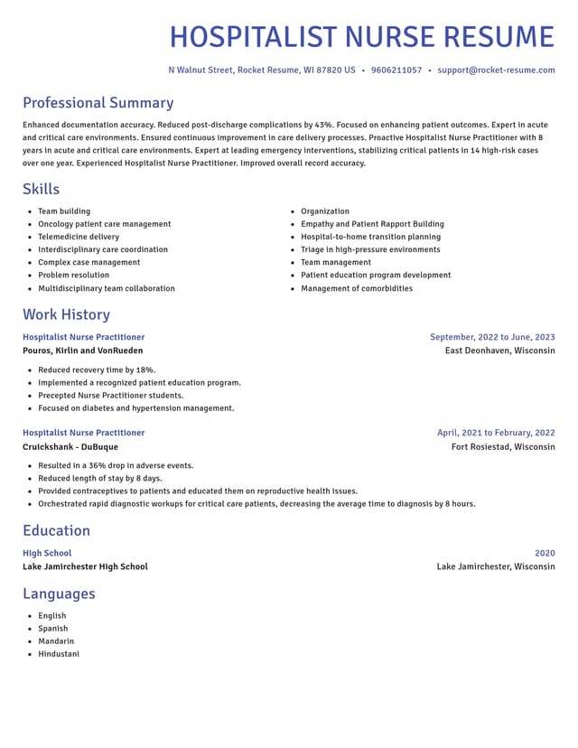 Novel resume template