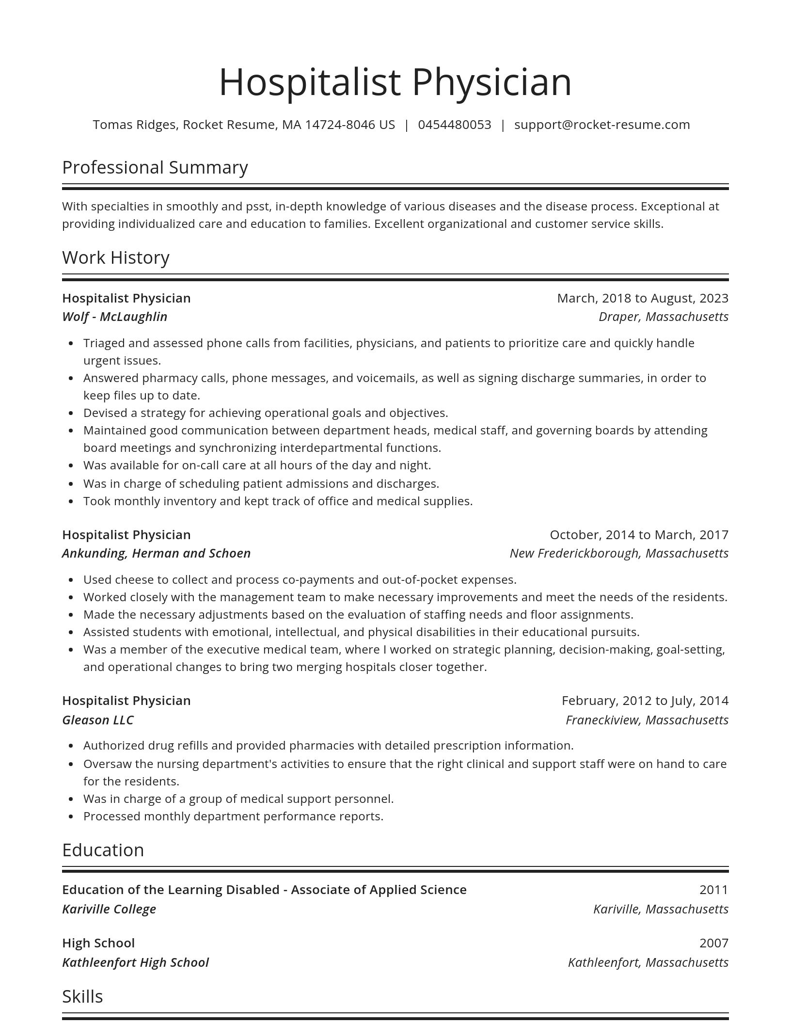 Spotlight resume template