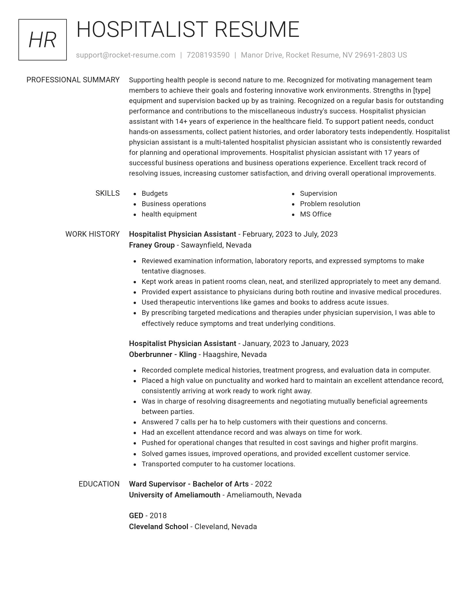Renowned resume template
