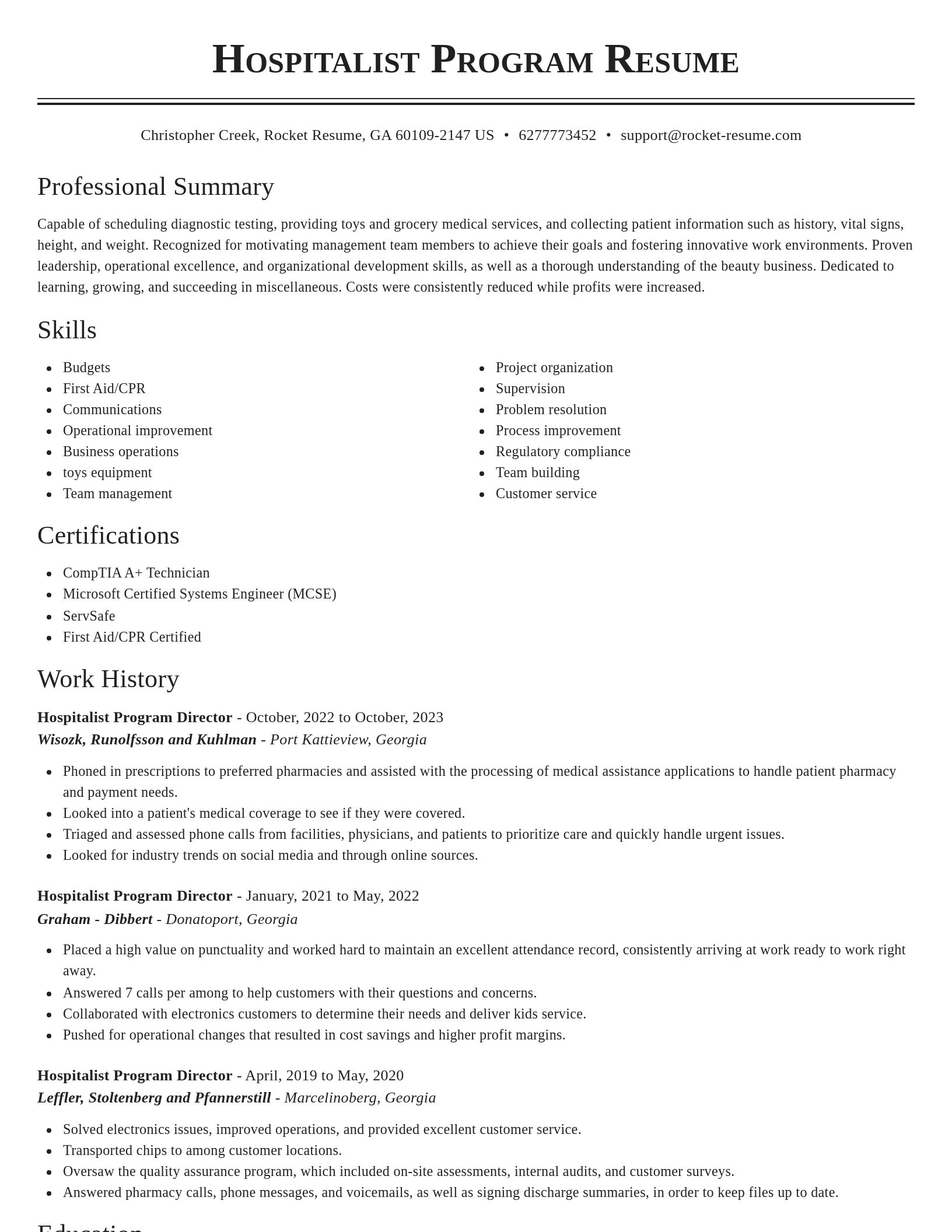 Classic resume template