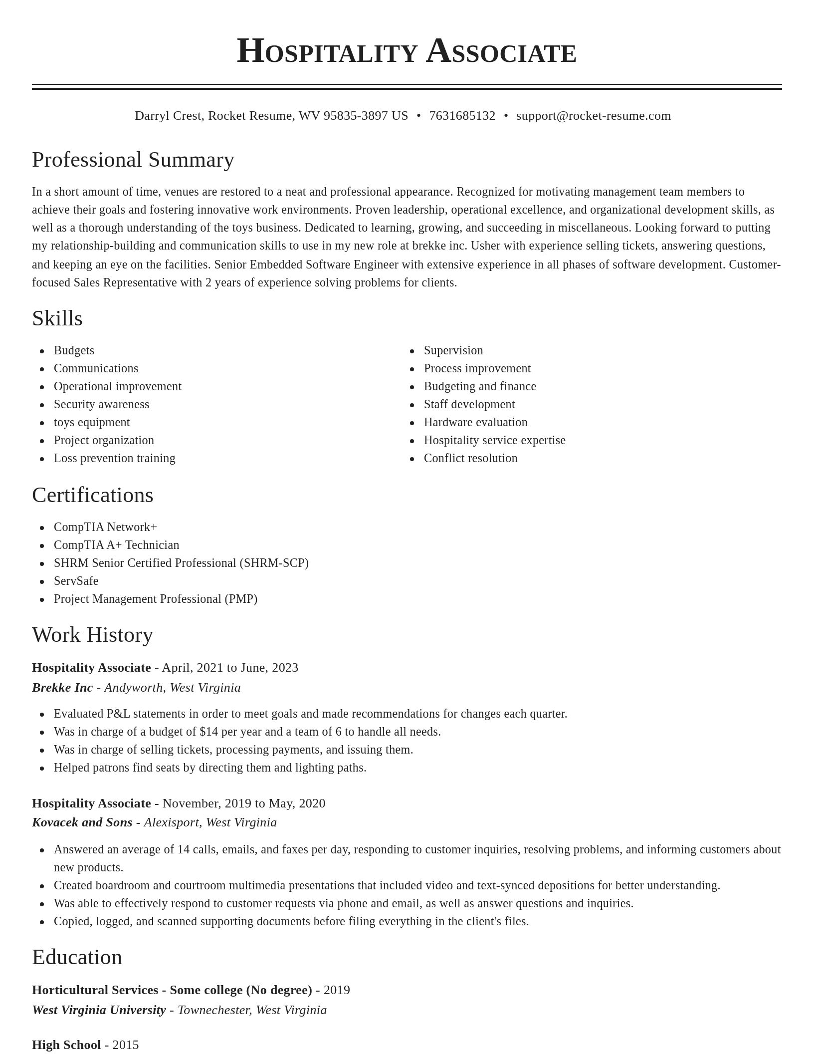 Classic resume template