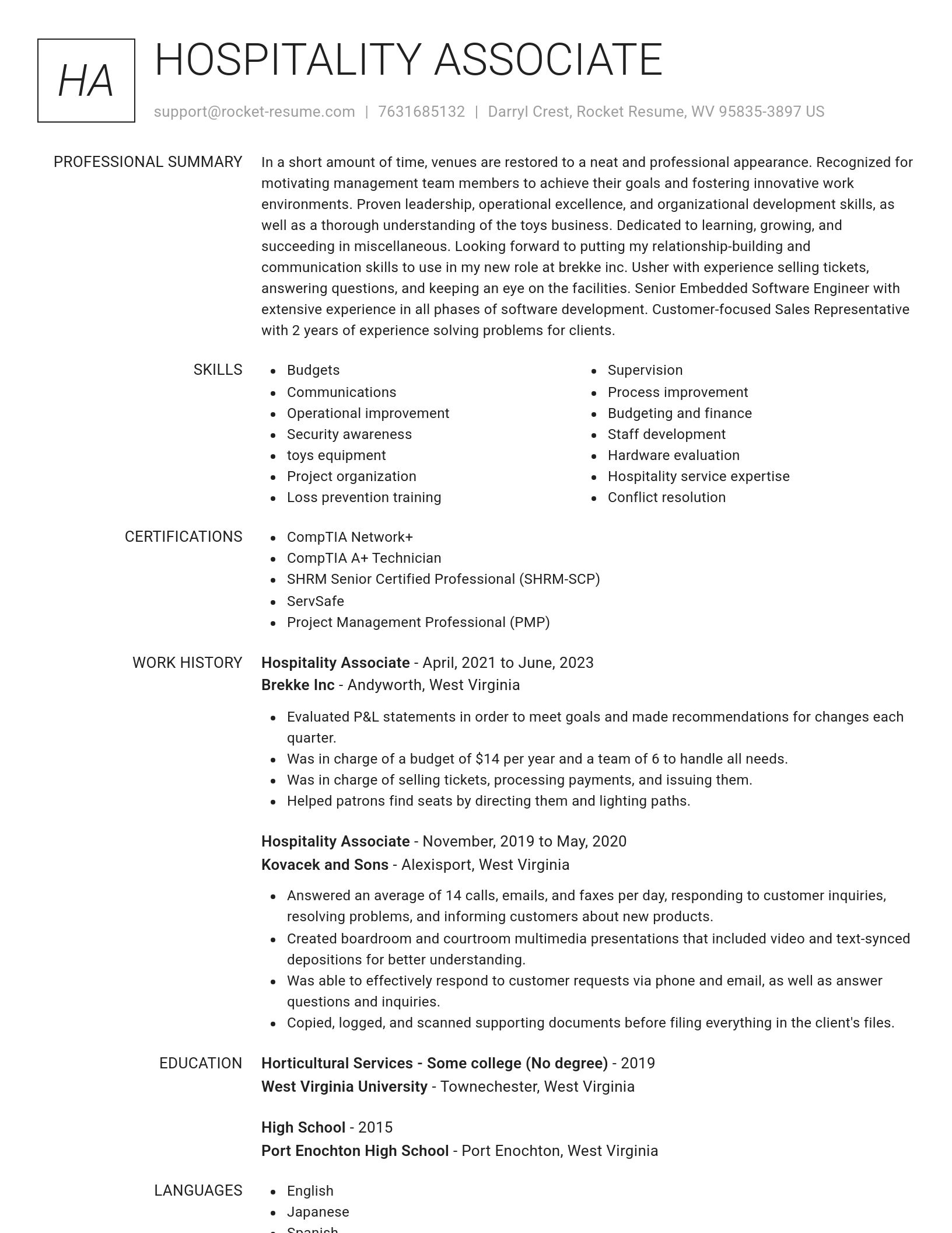Renowned resume template