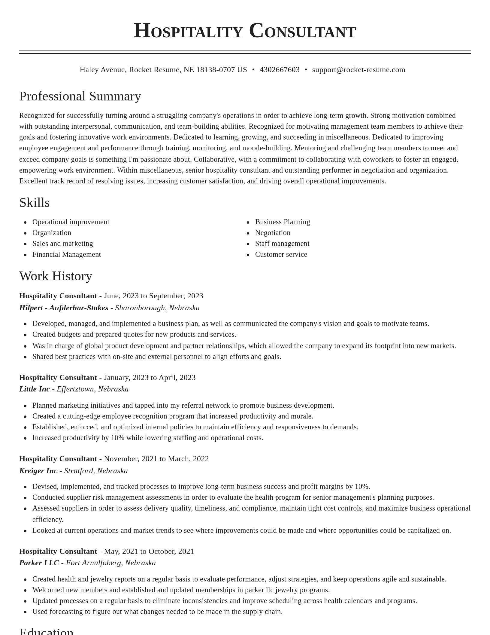 Classic resume template