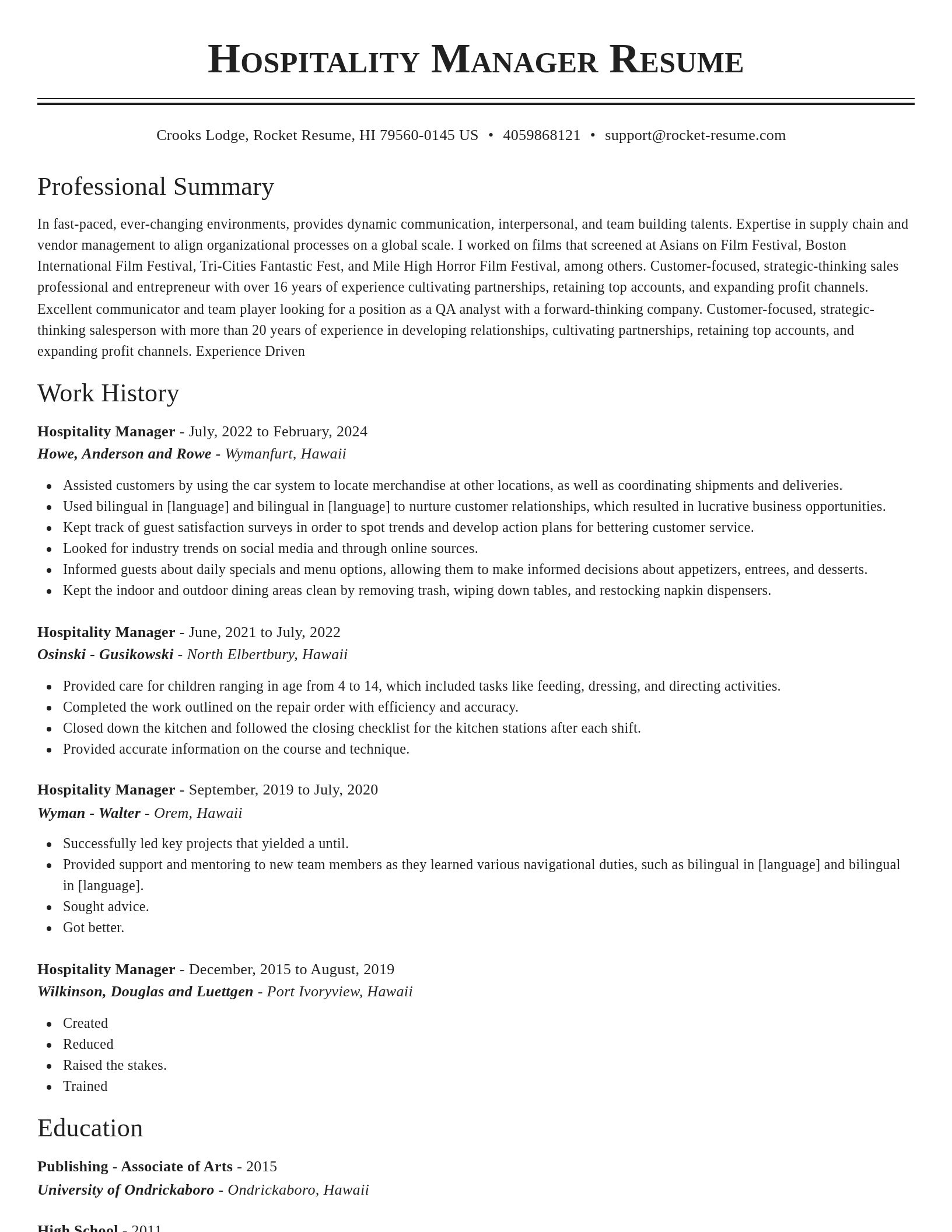 Classic resume template