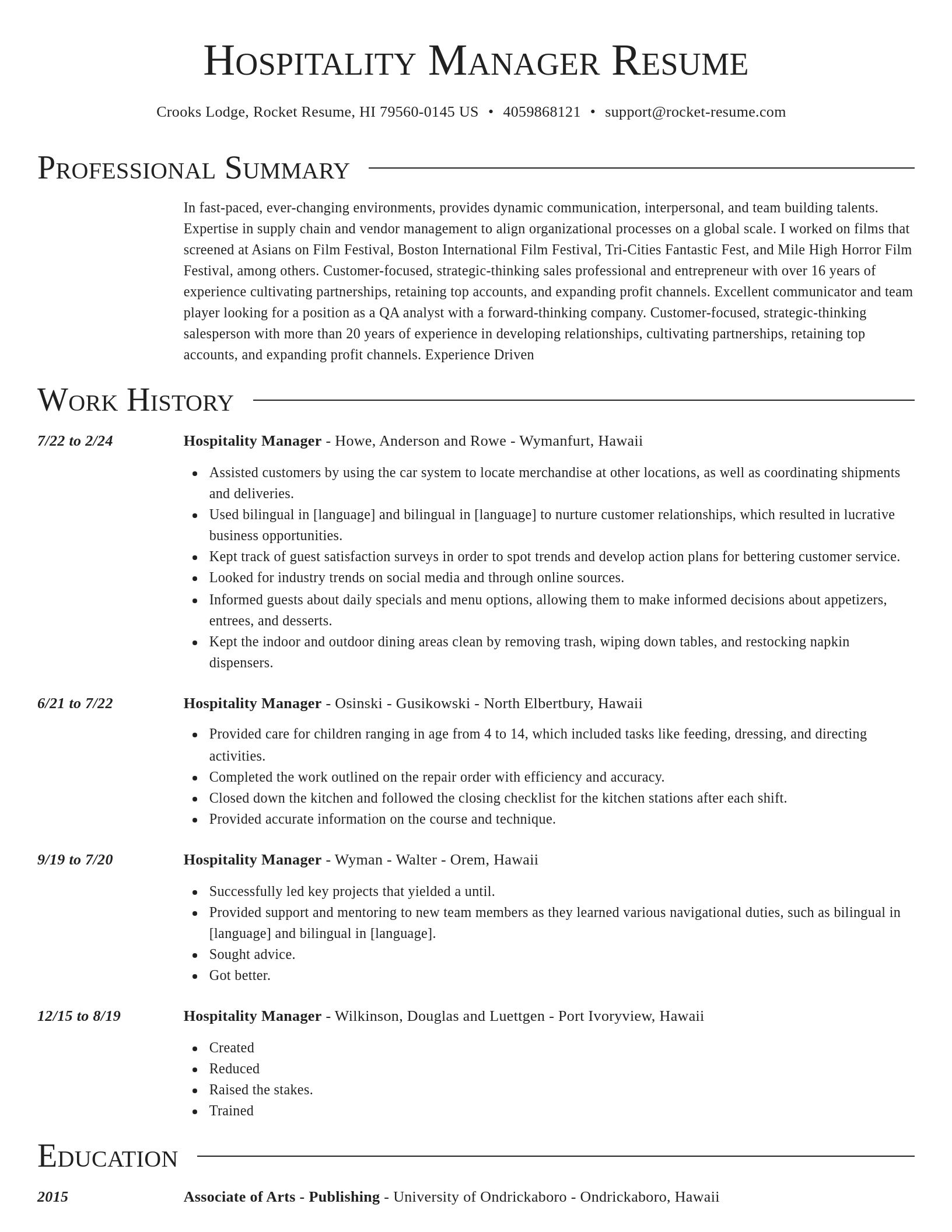 Director resume template