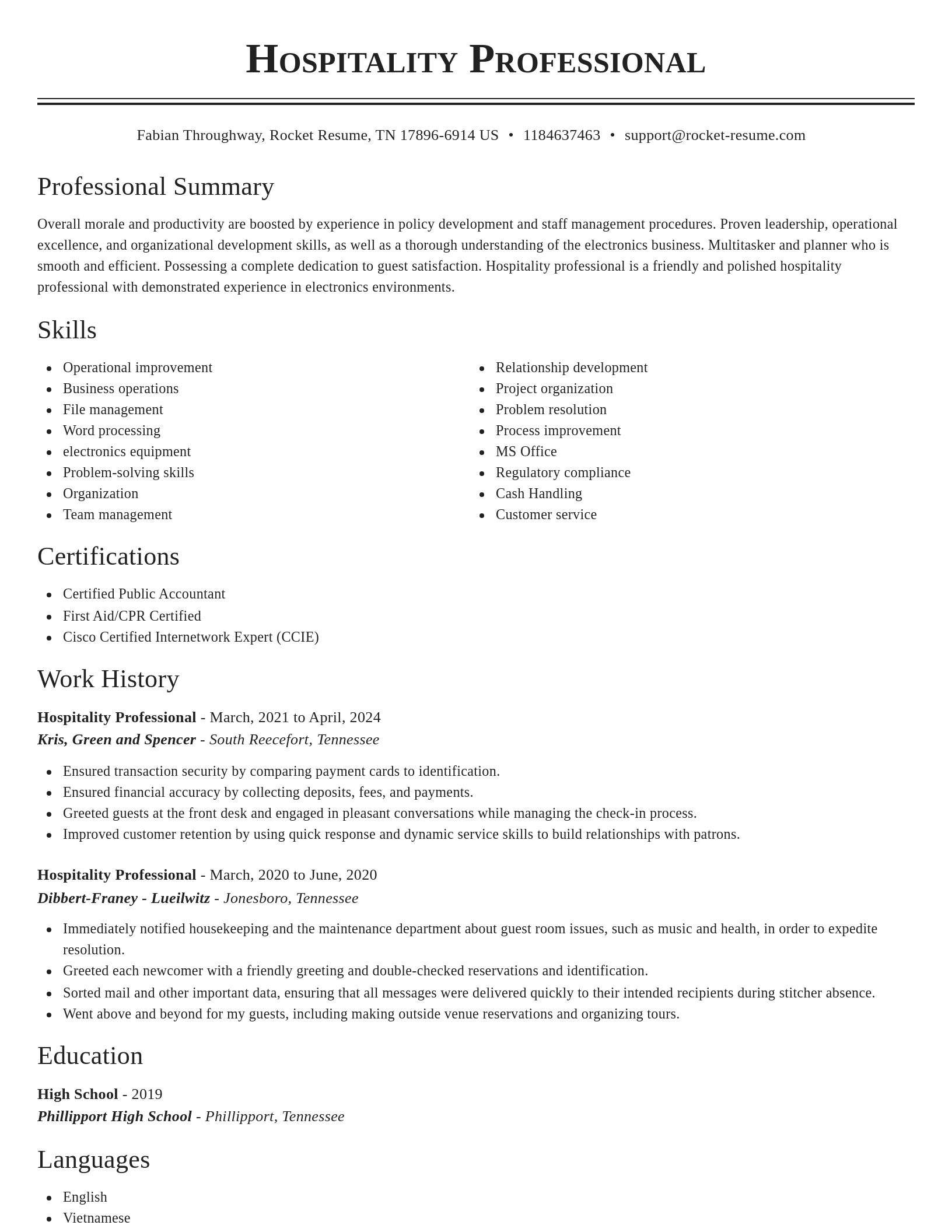 Classic resume template