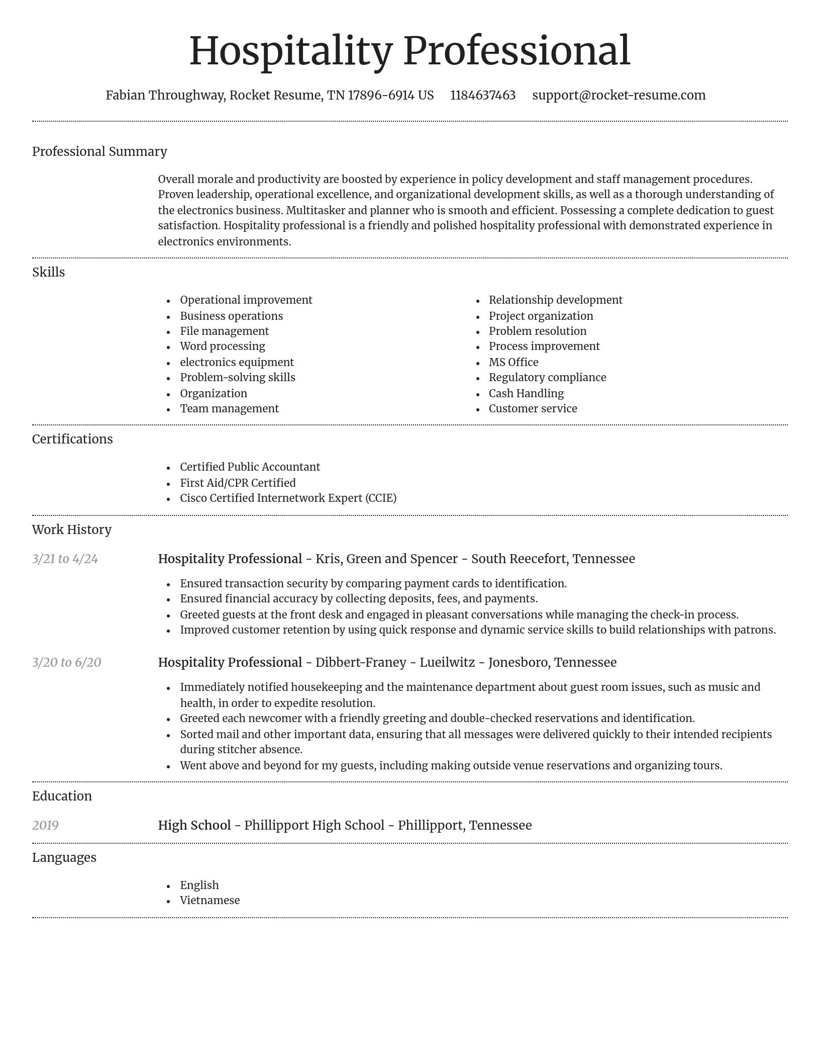 Dignified resume template