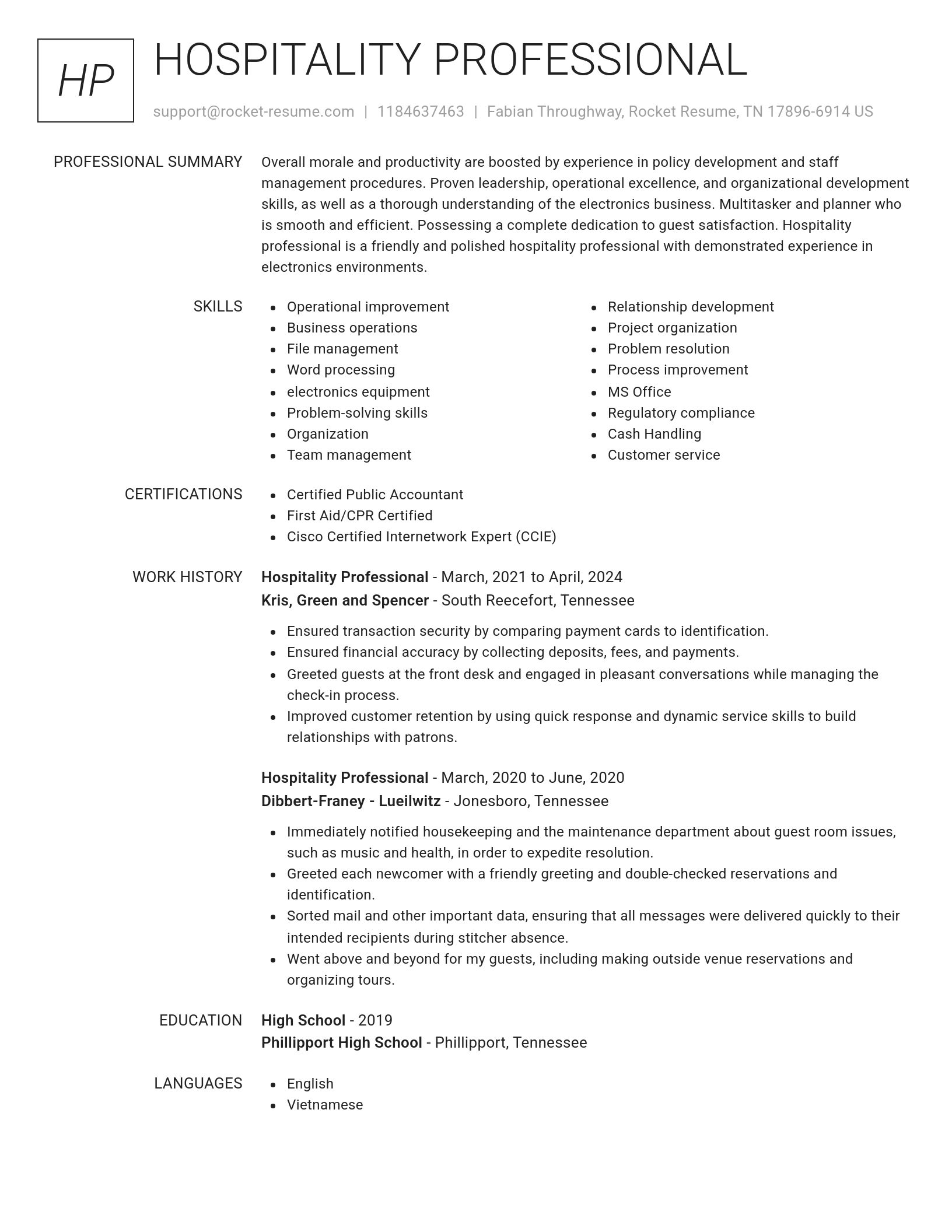 Renowned resume template